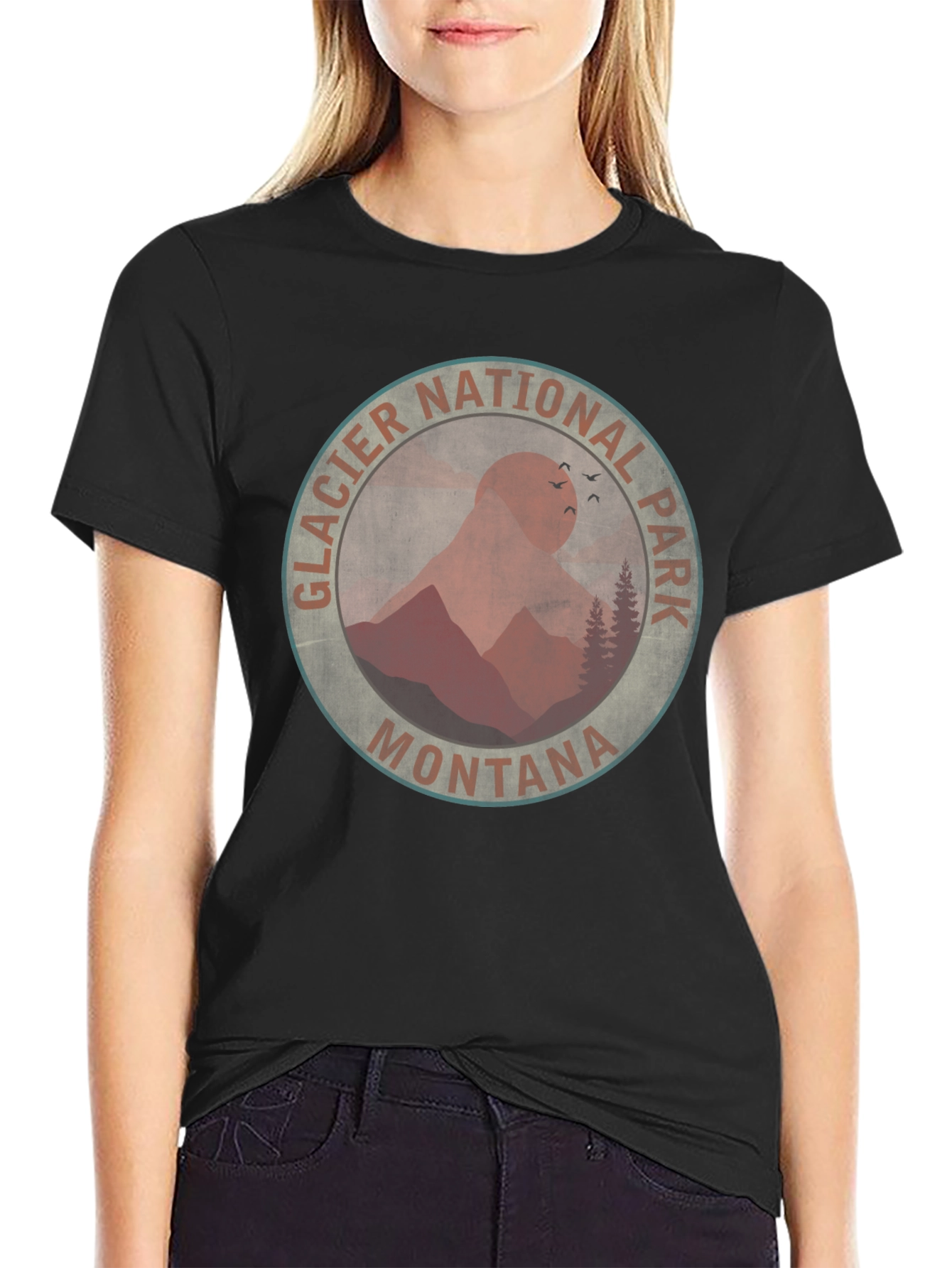 Glacier National Park Montana T-Shirt - Black
