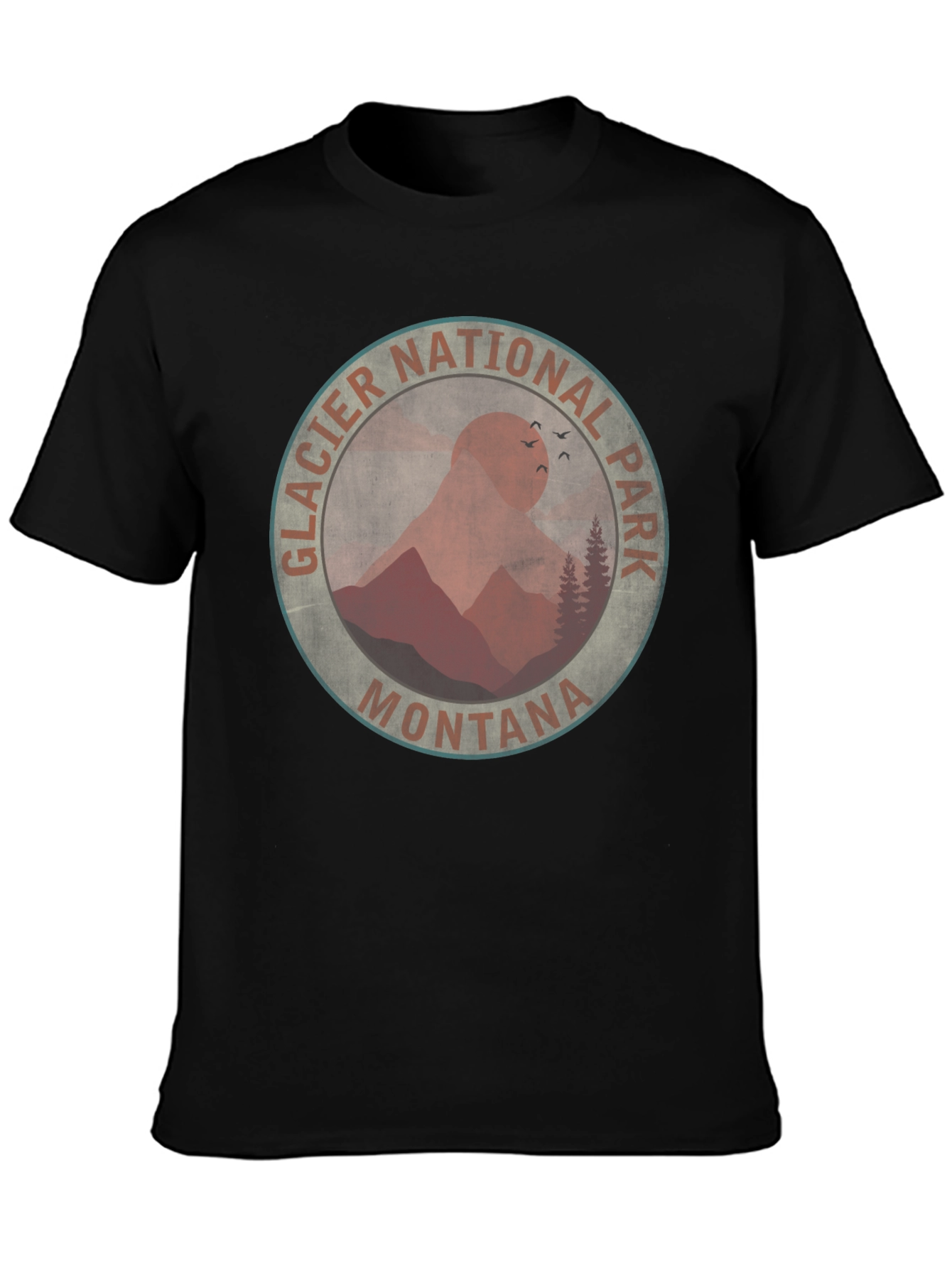 Glacier National Park Montana T-Shirt - Black