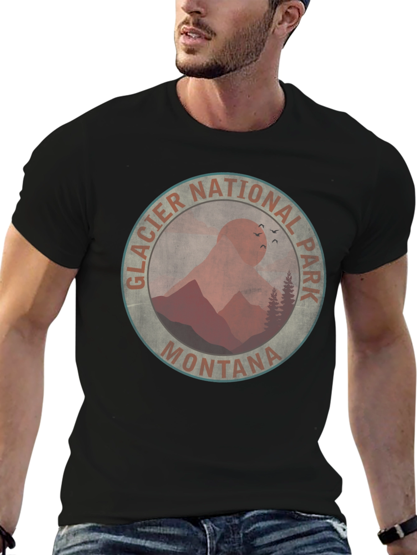 Glacier National Park Montana T-Shirt - Black