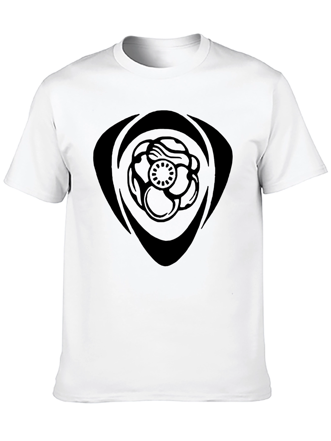 Black Graphic Tee - Floral Emblem Design