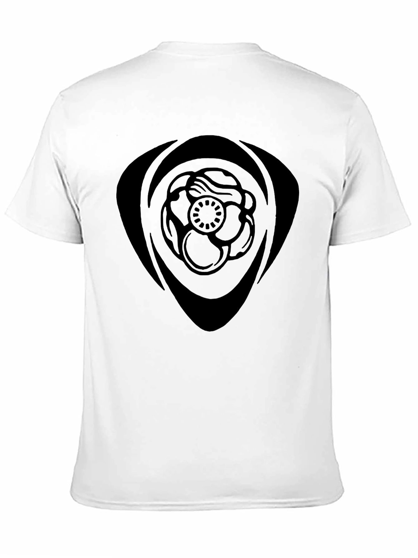 Black Graphic Tee - Floral Emblem Design