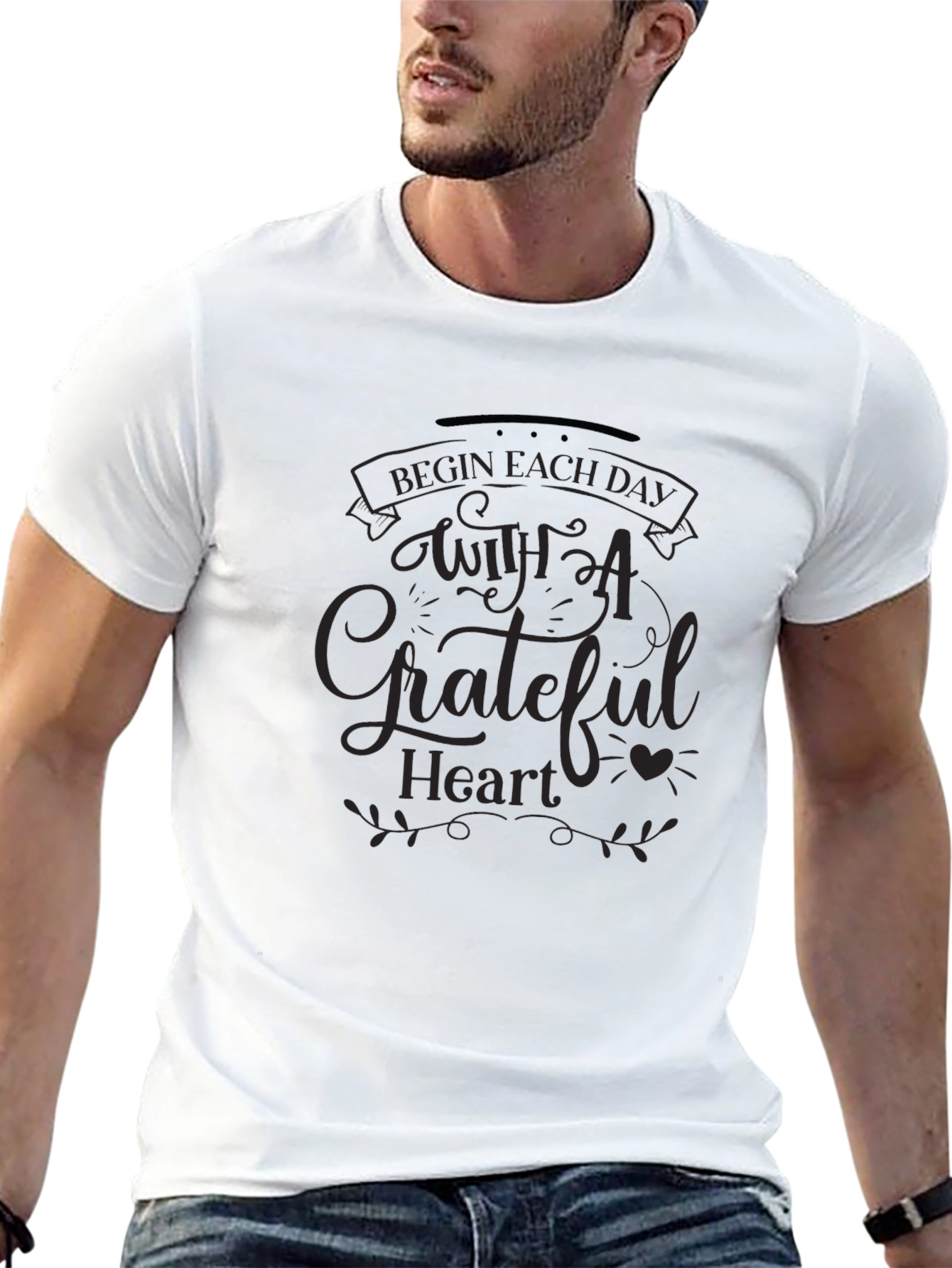 Grateful Heart Graphic Tee - Black Crew Neck