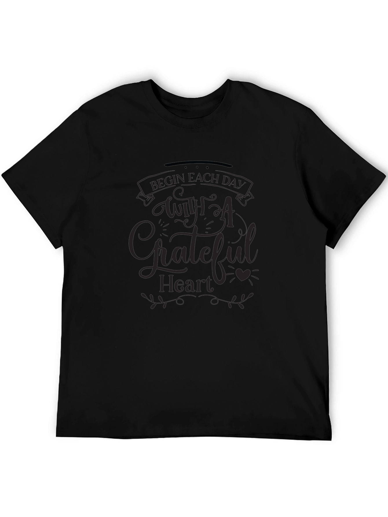 Grateful Heart Graphic Tee - Black Crew Neck