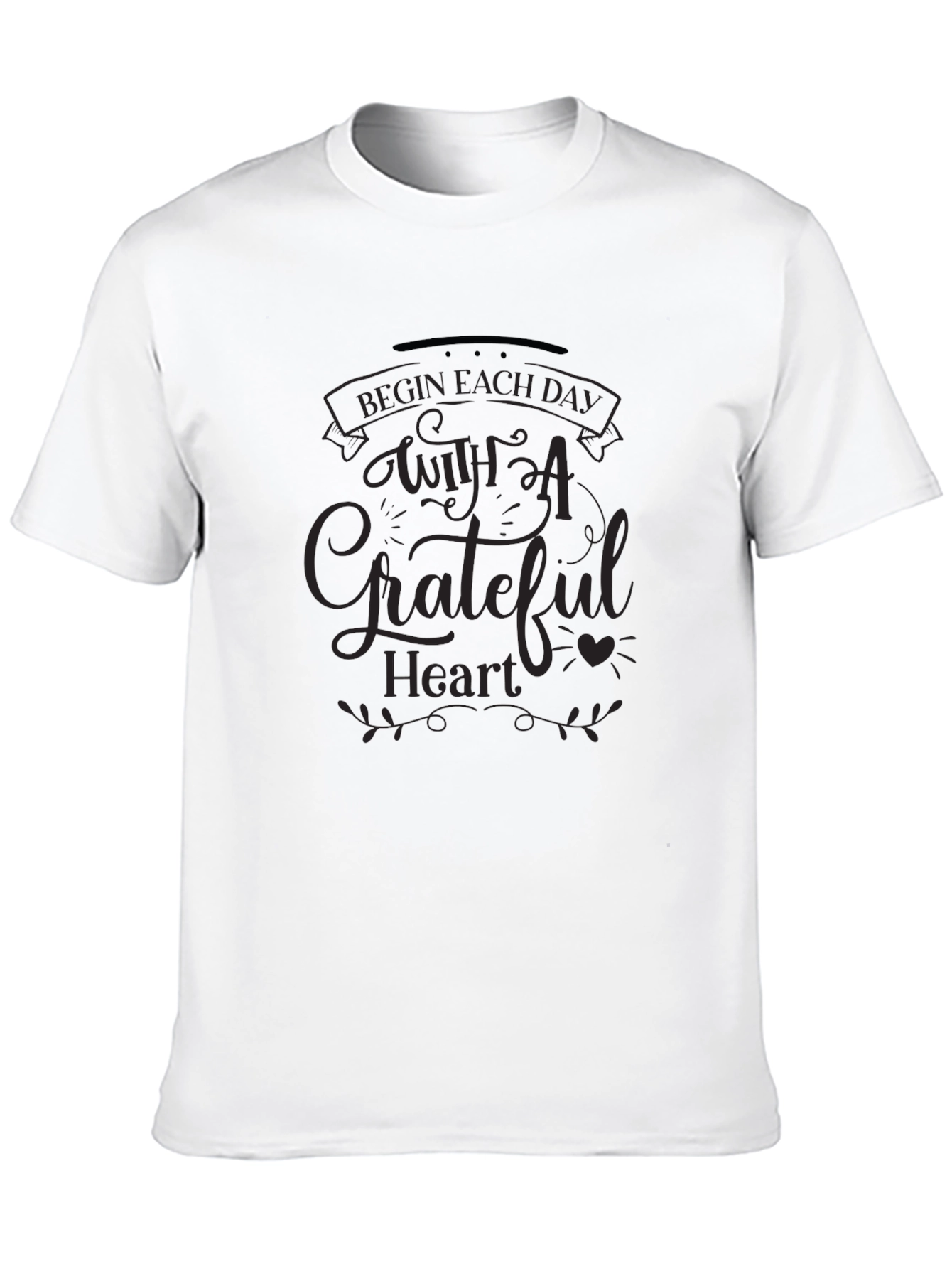 Grateful Heart Graphic Tee - Black Crew Neck