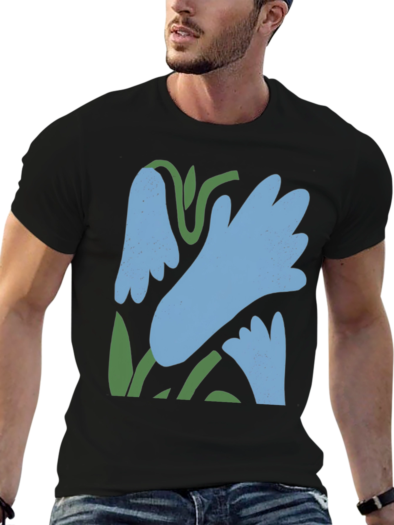 Abstract Floral Graphic Tee - Black