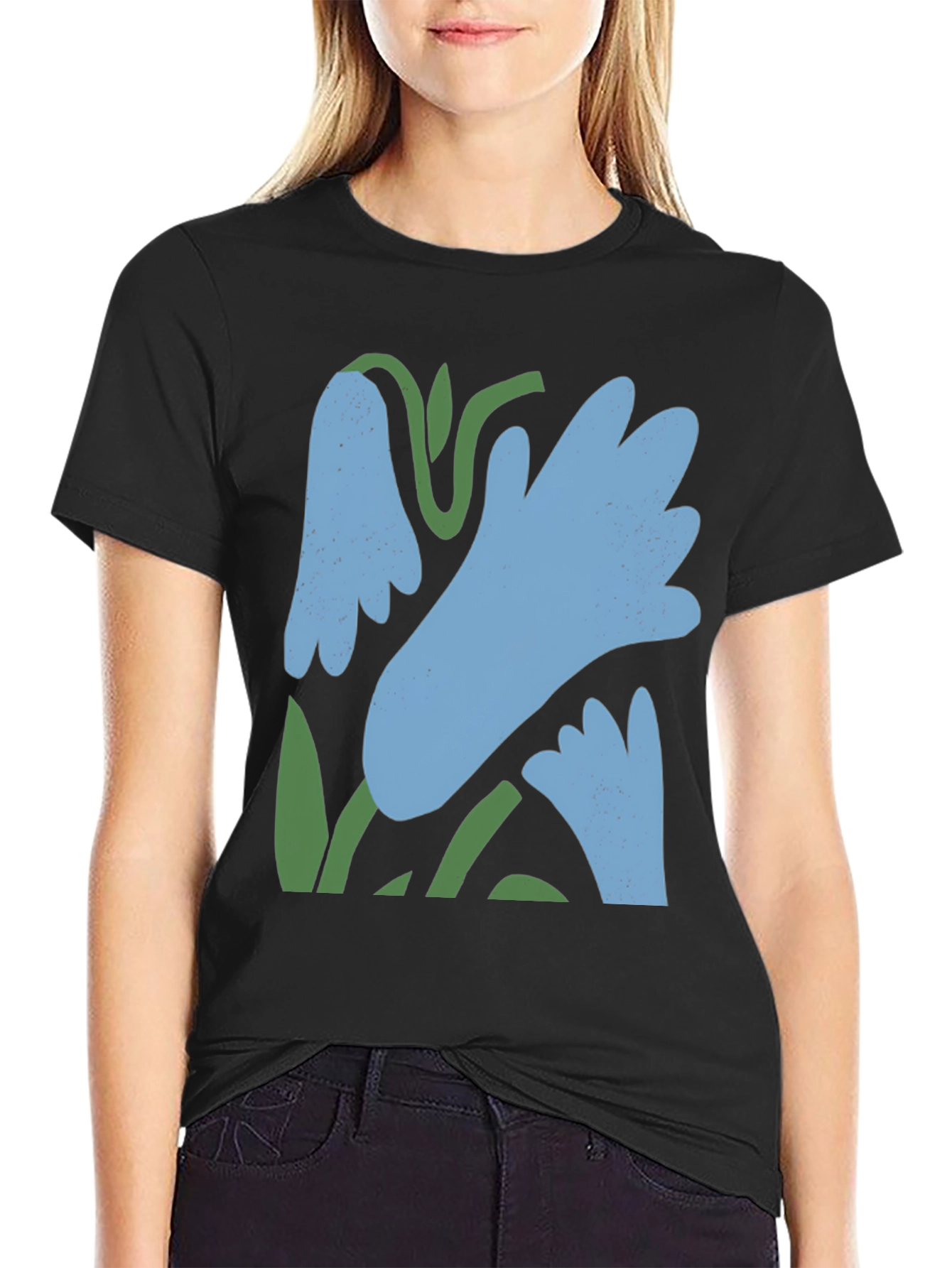 Abstract Floral Graphic Tee - Black