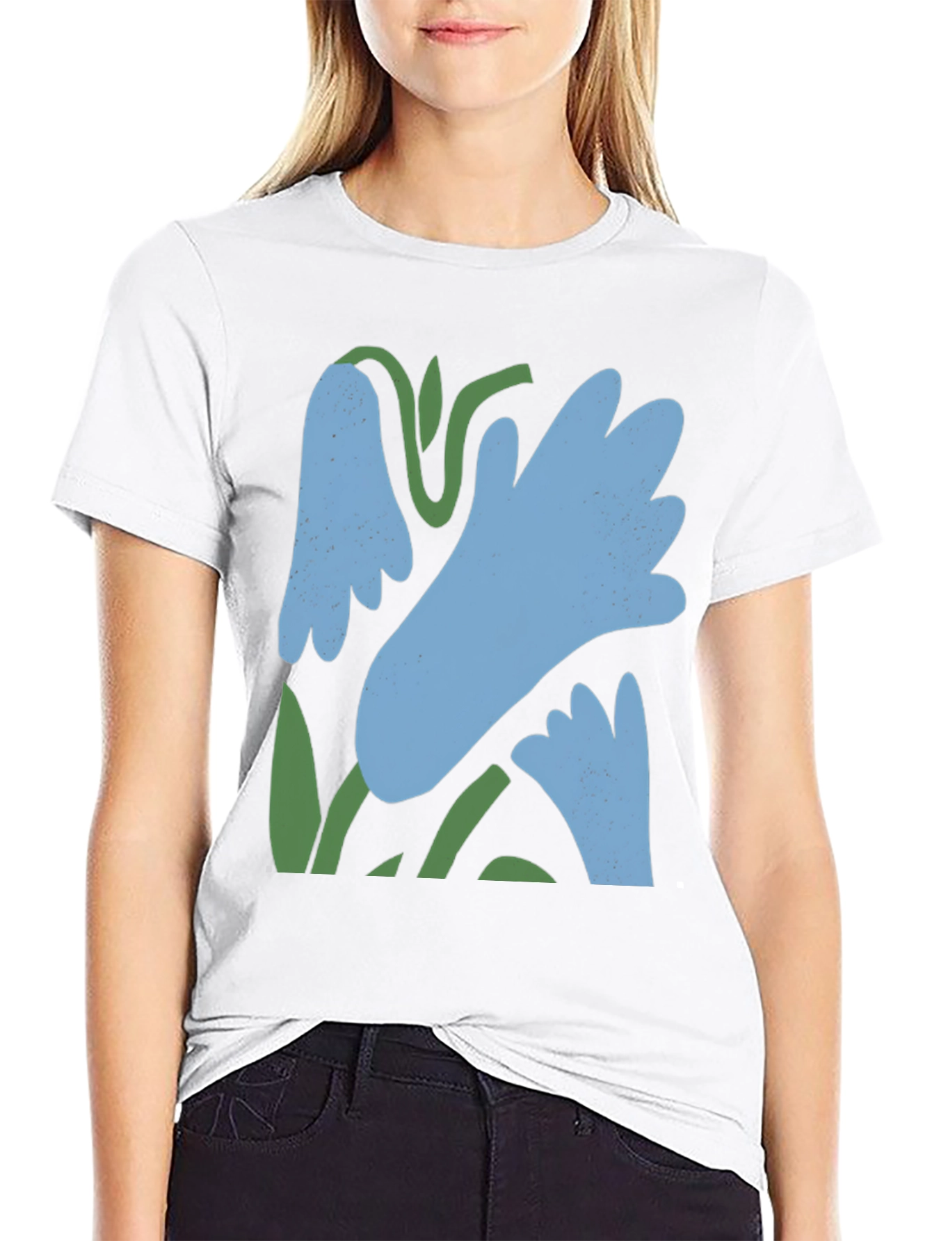 Abstract Floral Graphic Tee - Black