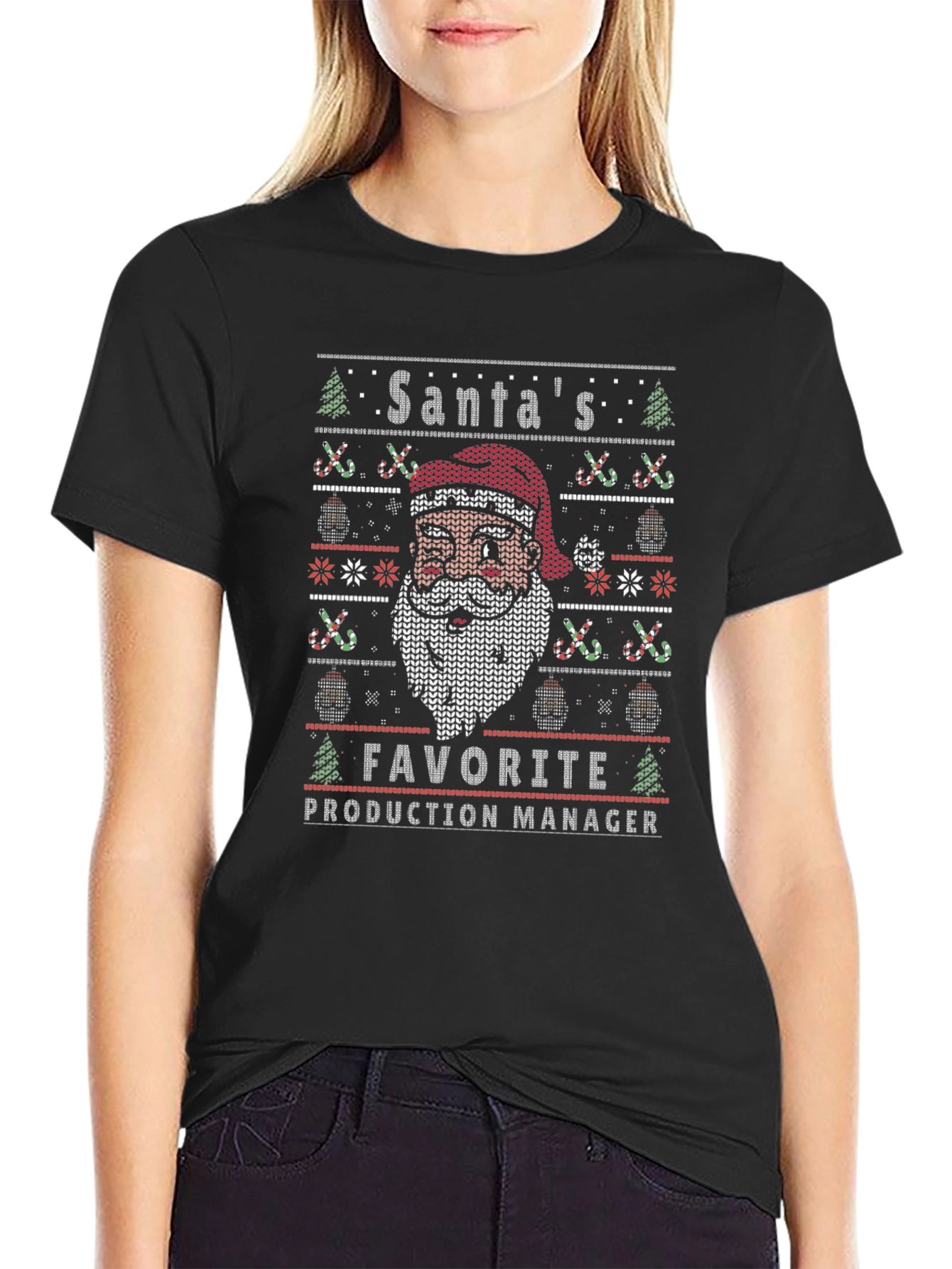 Santas Favorite Production Manager Ugly Christmas T-Shirt