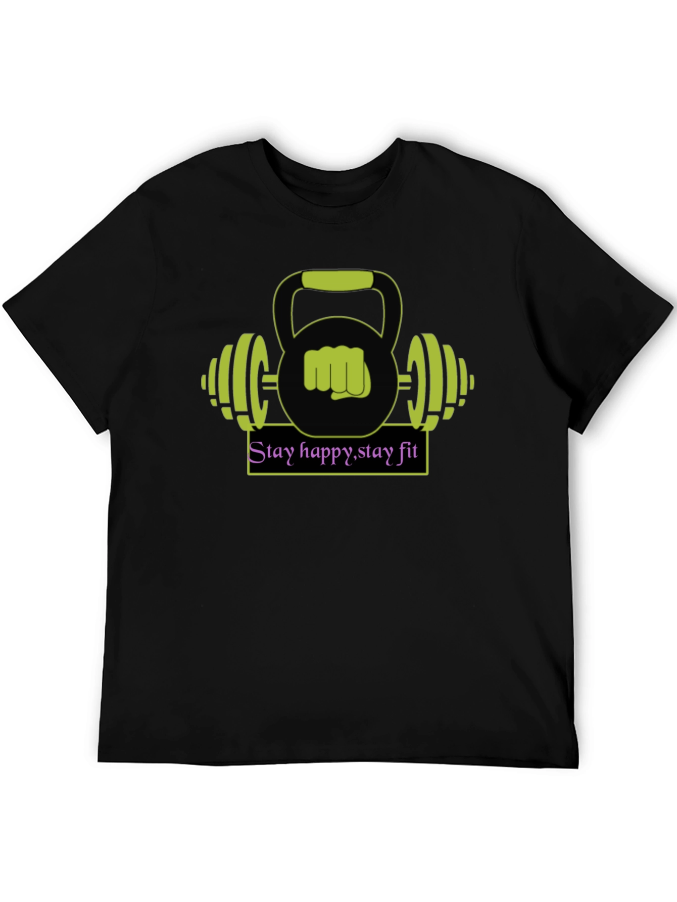 Stay Happy Stay Fit Graphic Tee - Black