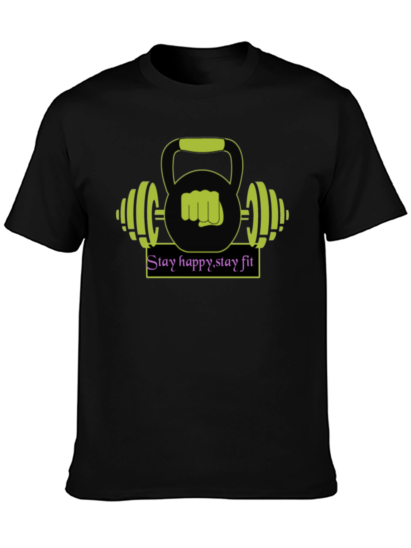 Stay Happy Stay Fit Graphic Tee - Black