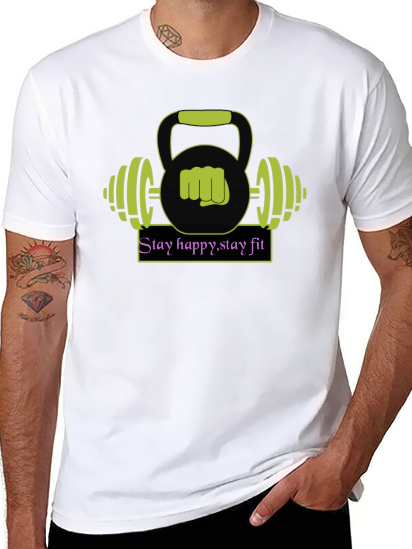 Stay Happy Stay Fit Graphic Tee - Black