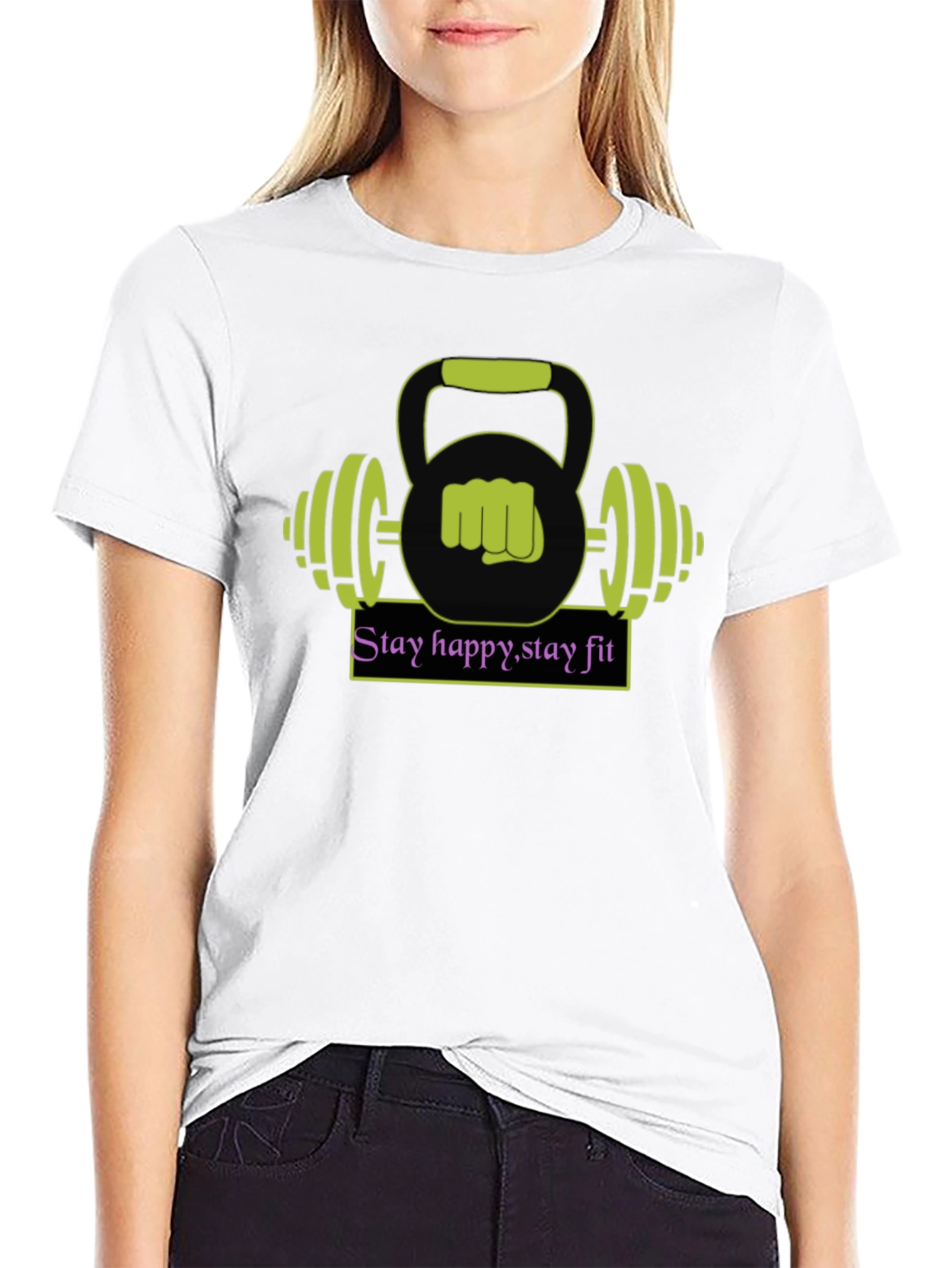 Stay Happy Stay Fit Graphic Tee - Black