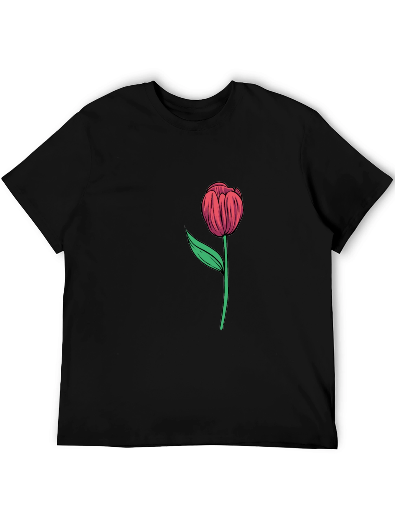 Tulip Graphic Tee - Stylish Black Cotton Shirt