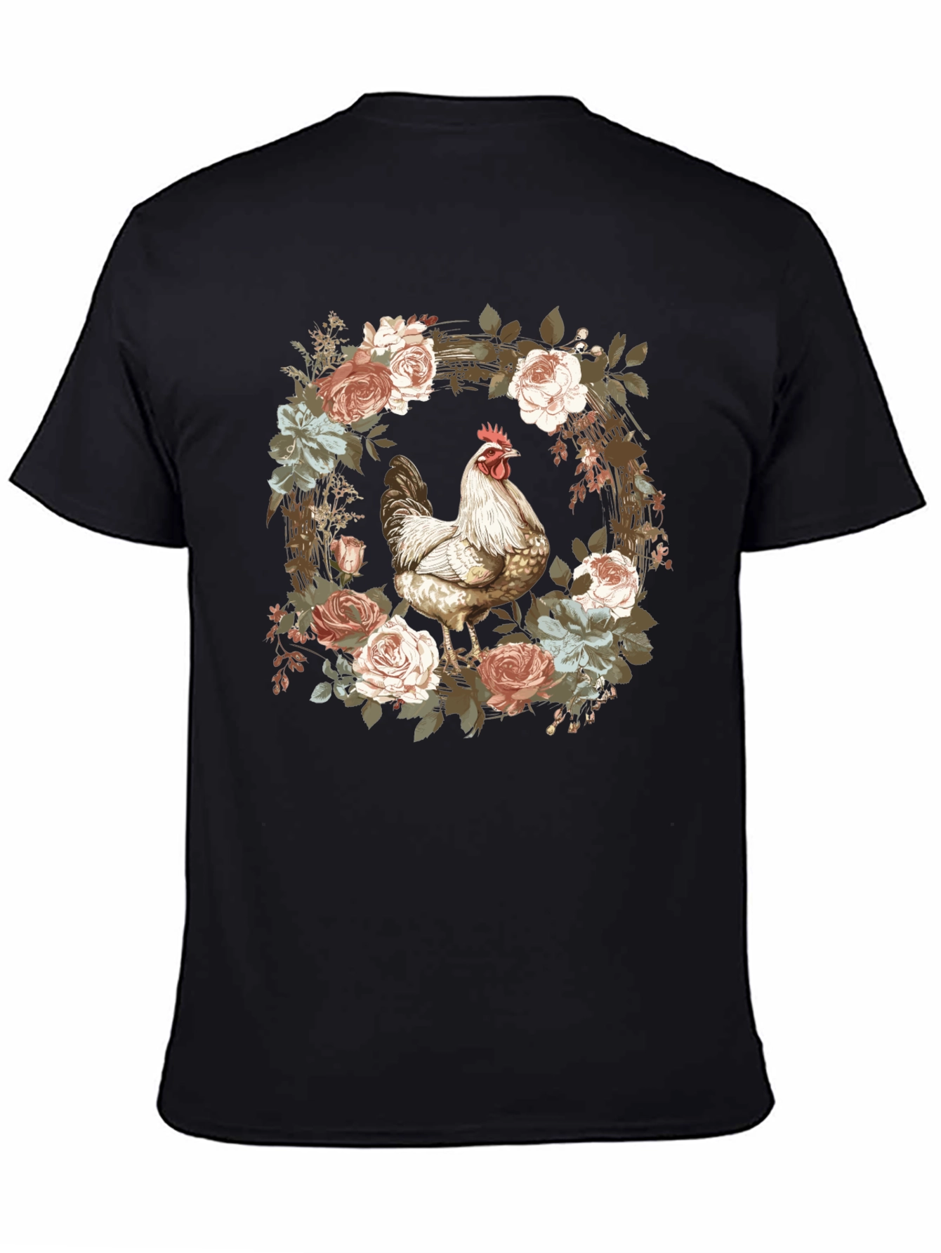 Floral Chicken Graphic T-Shirt