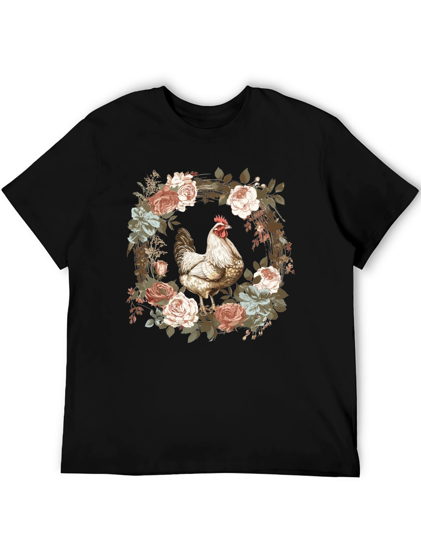 Floral Chicken Graphic T-Shirt