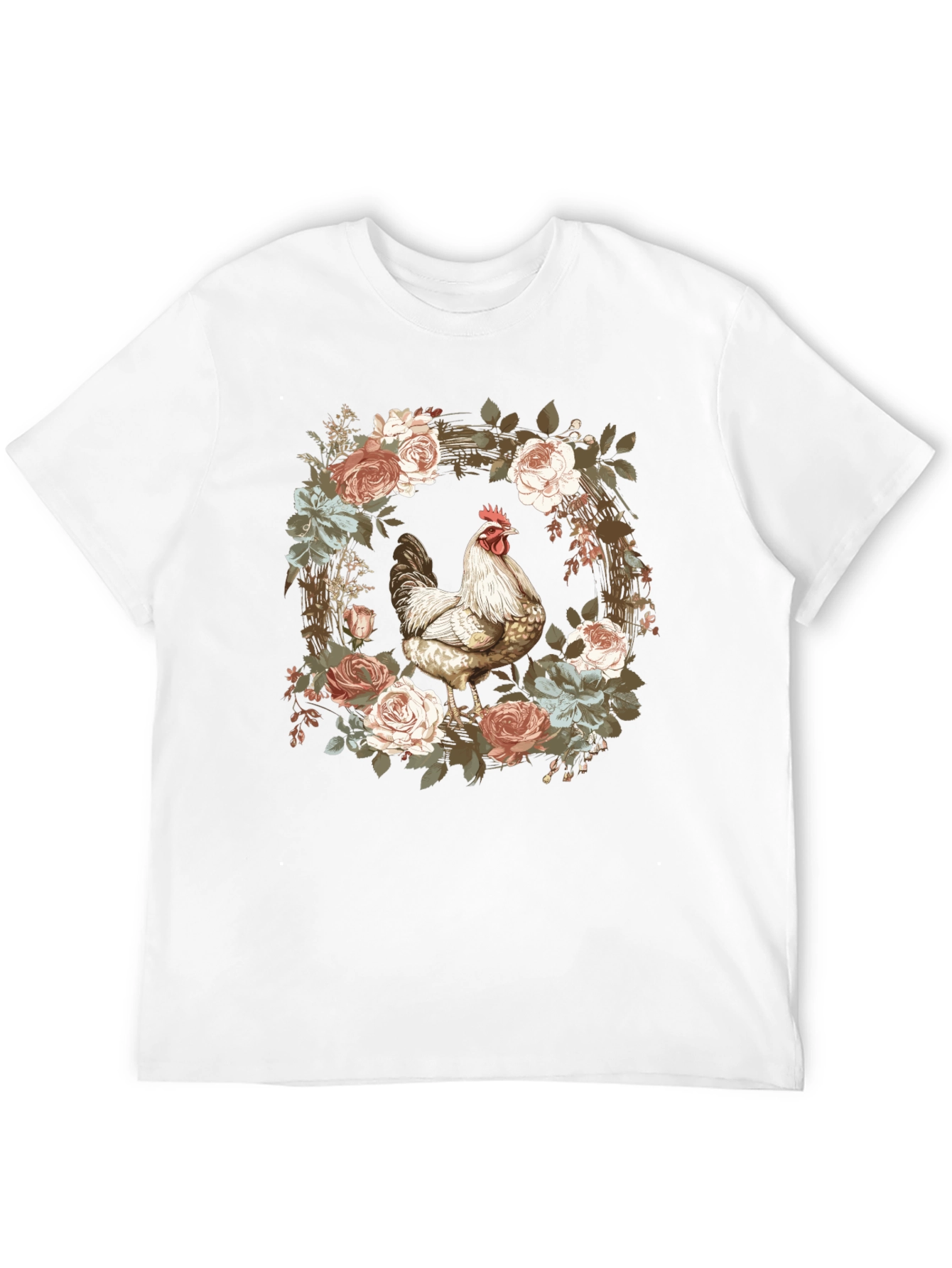 Floral Chicken Graphic T-Shirt