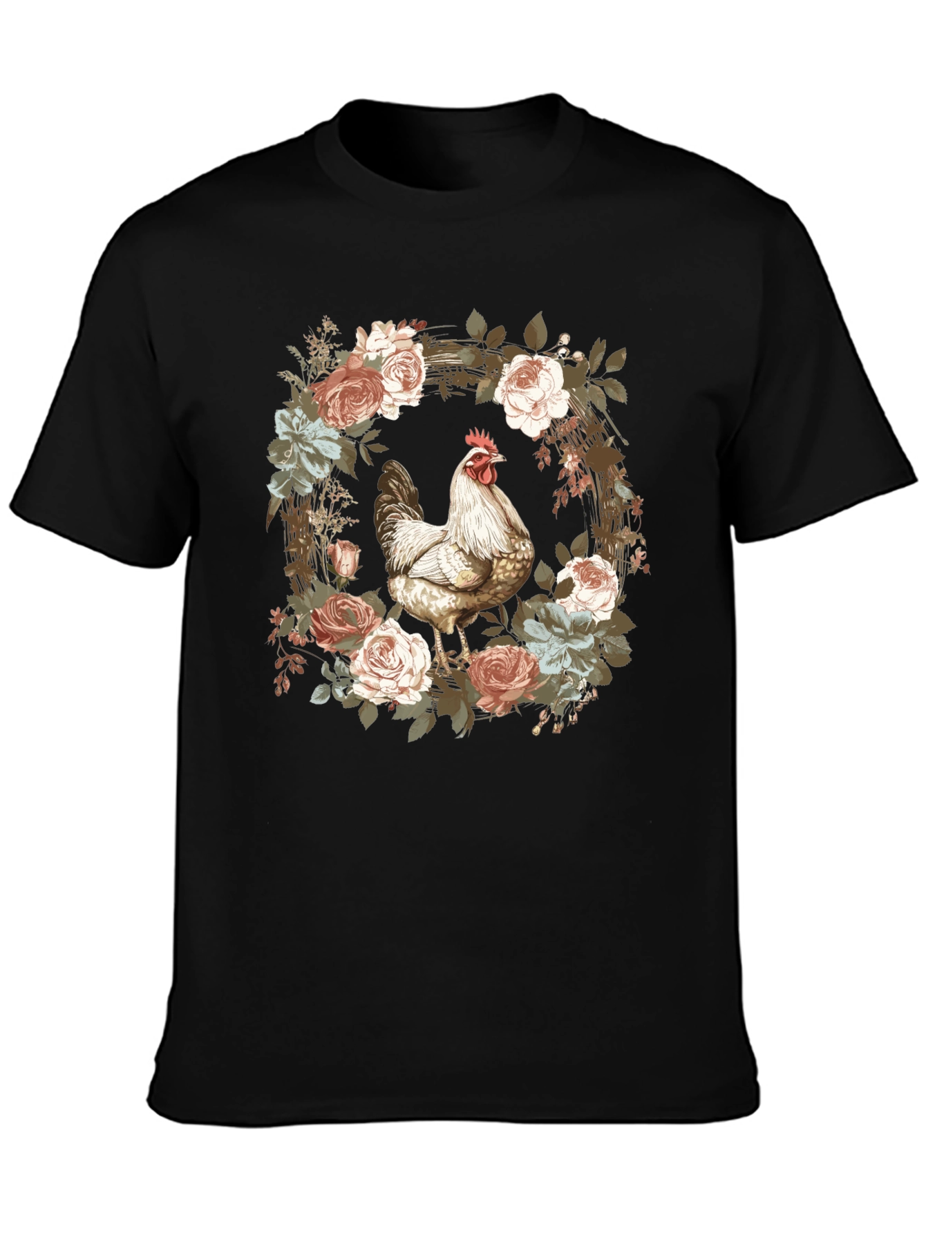 Floral Chicken Graphic T-Shirt