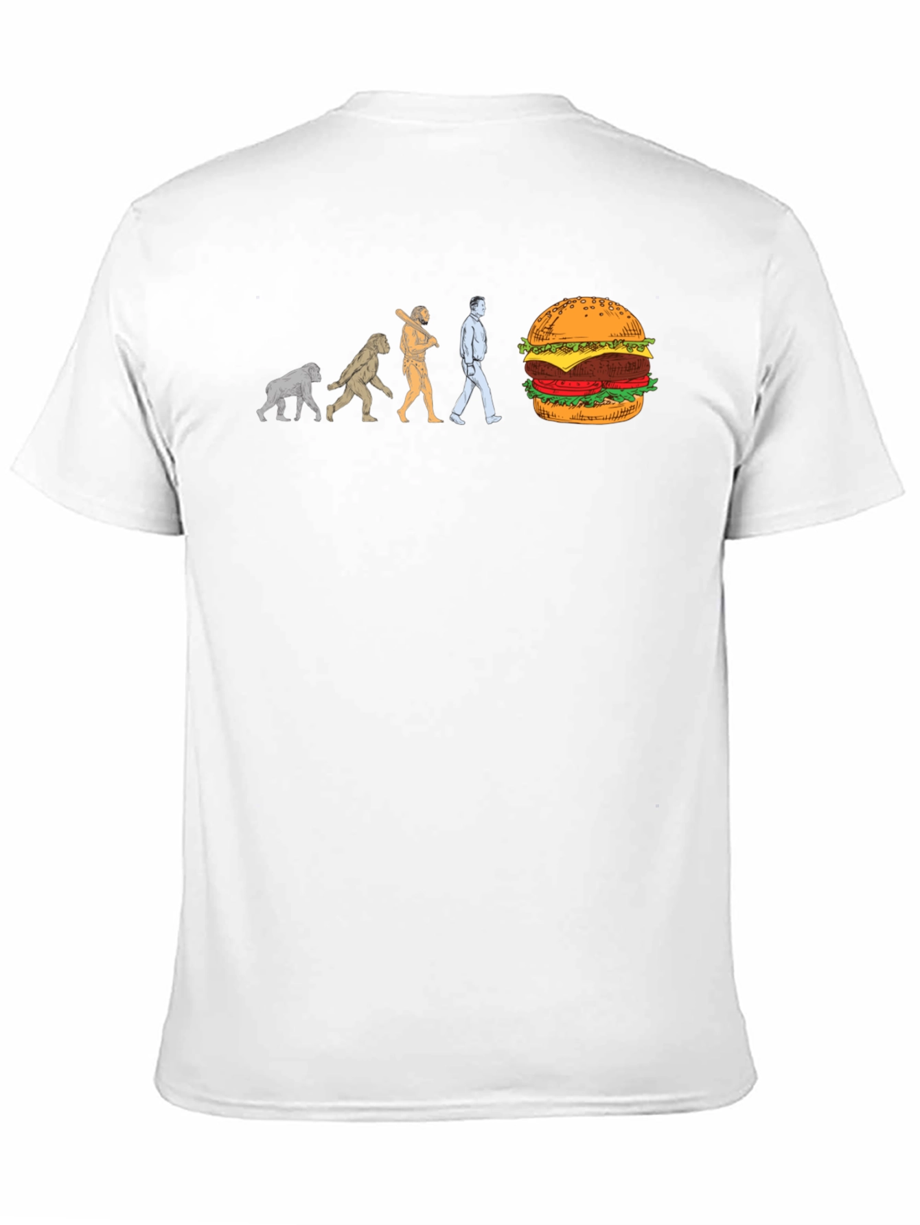 Evolution of Man to Burger Black T-Shirt