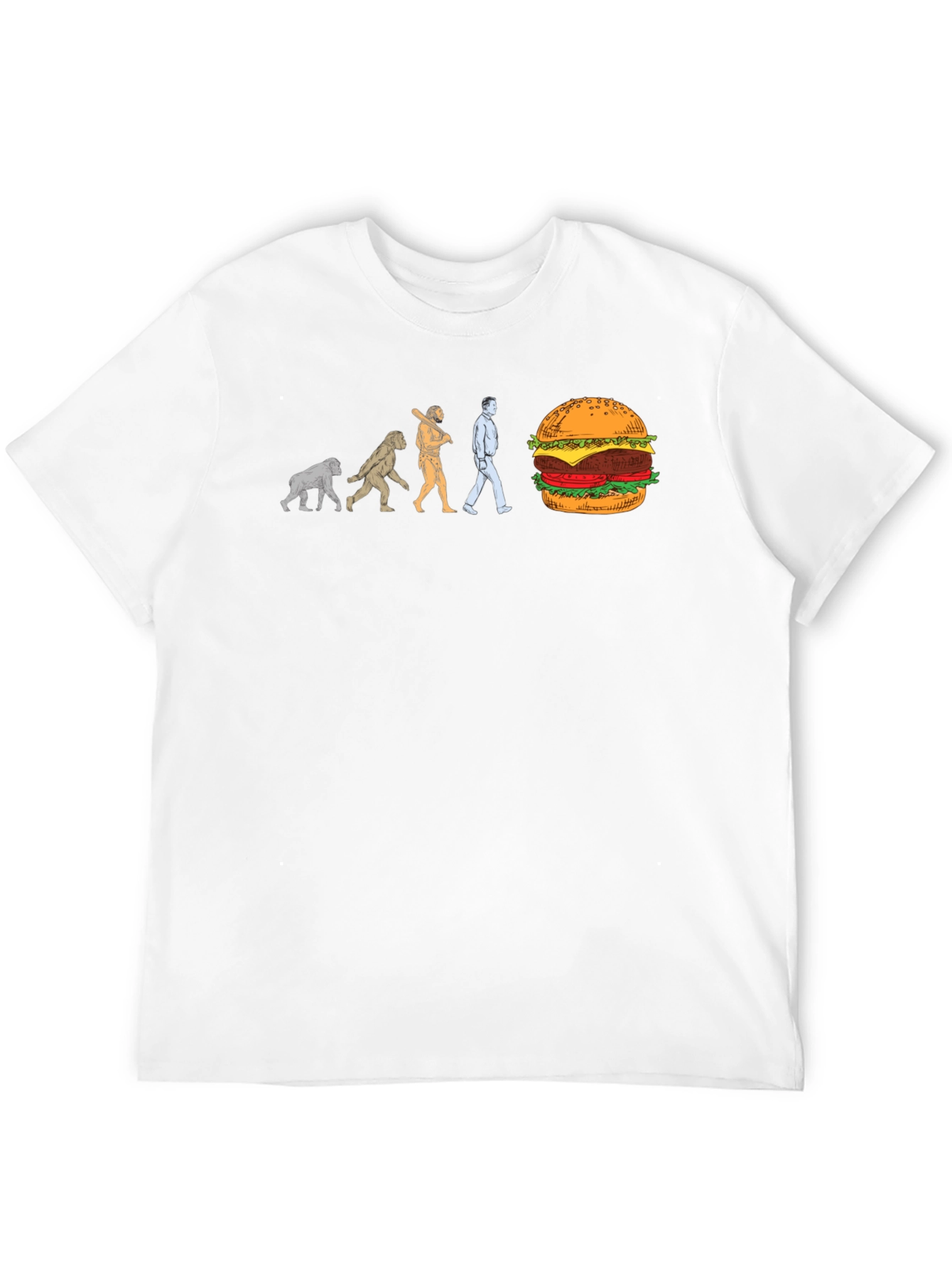 Evolution of Man to Burger Black T-Shirt