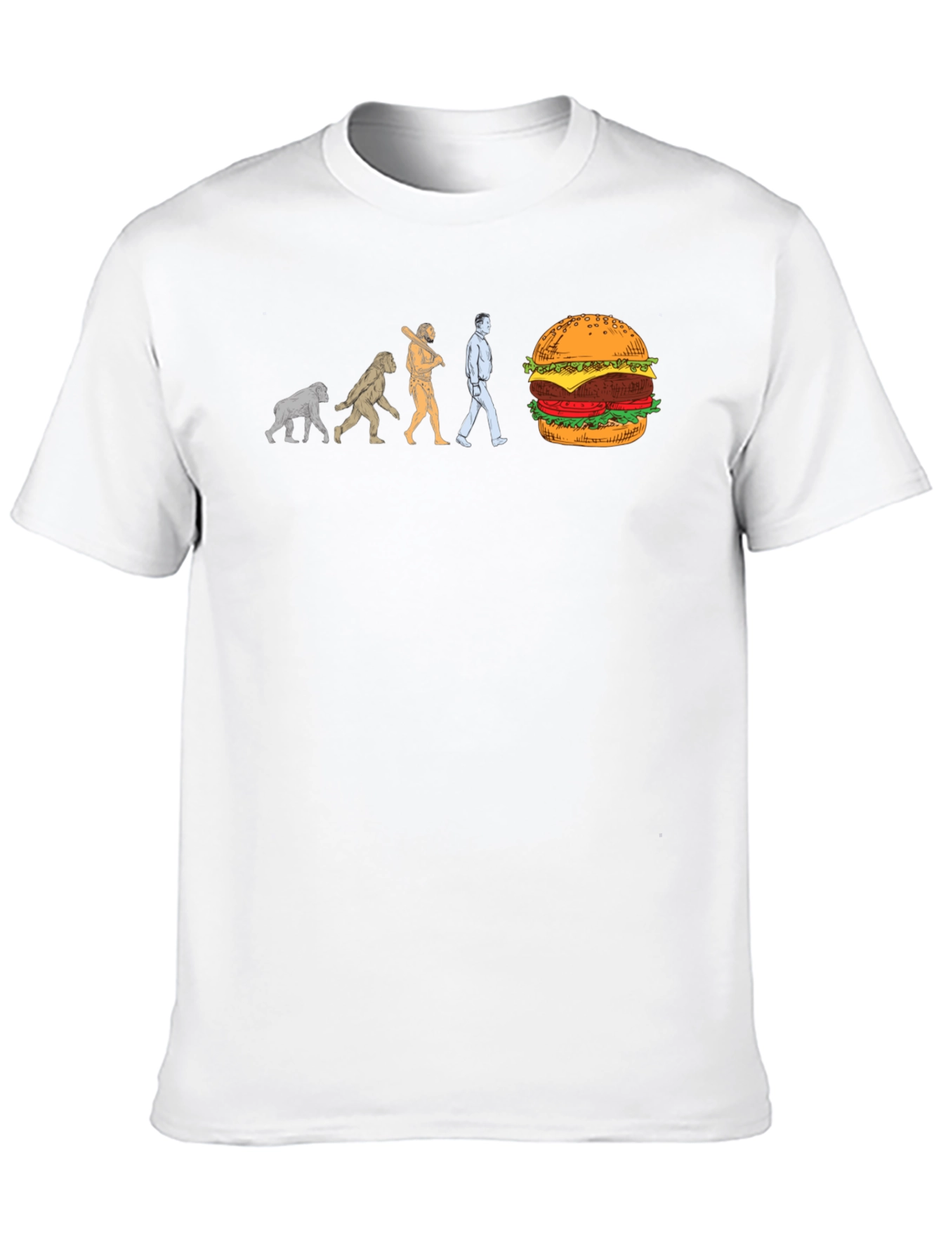 Evolution of Man to Burger Black T-Shirt
