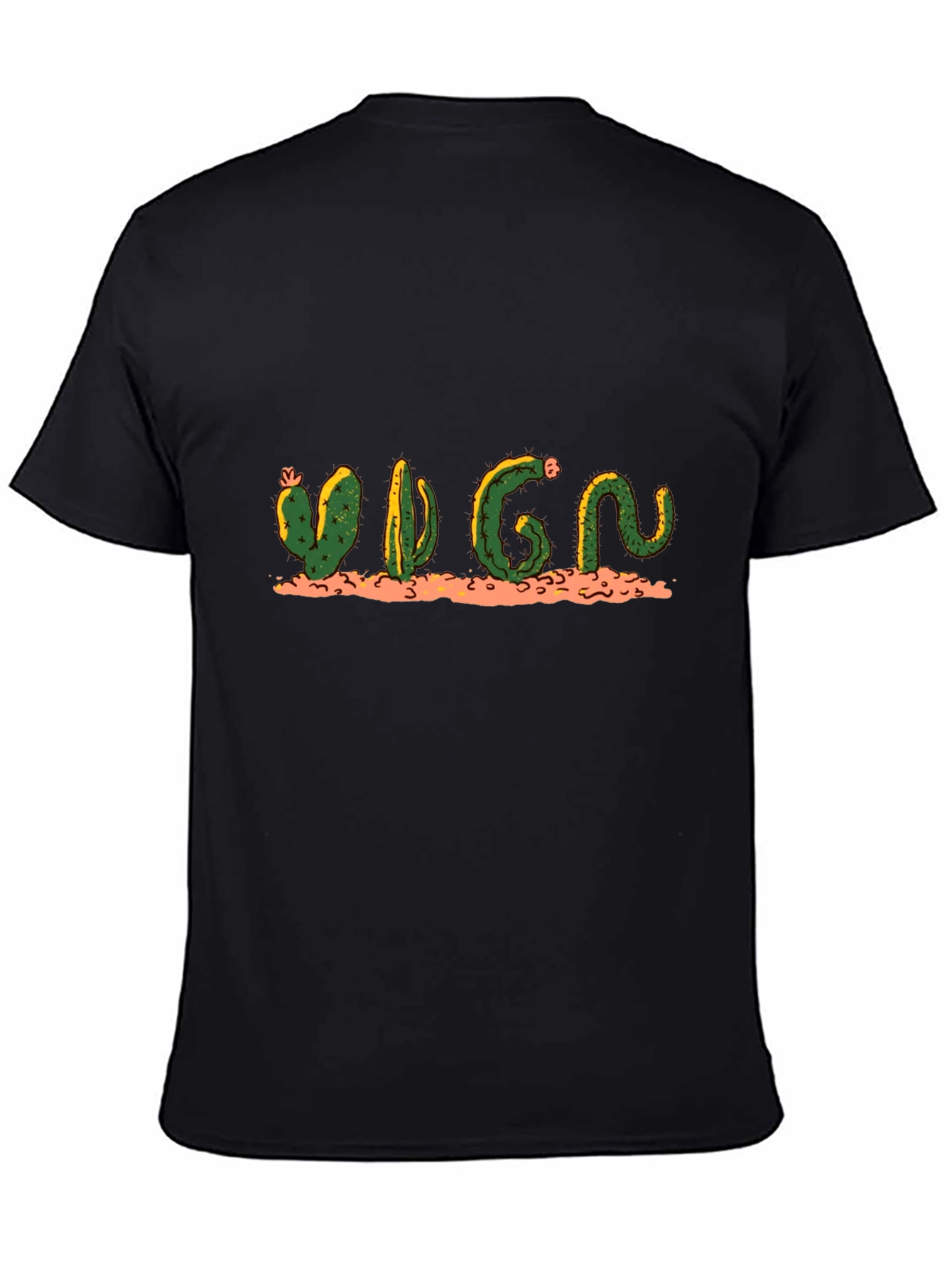 Cactus Word Art Black T-Shirt