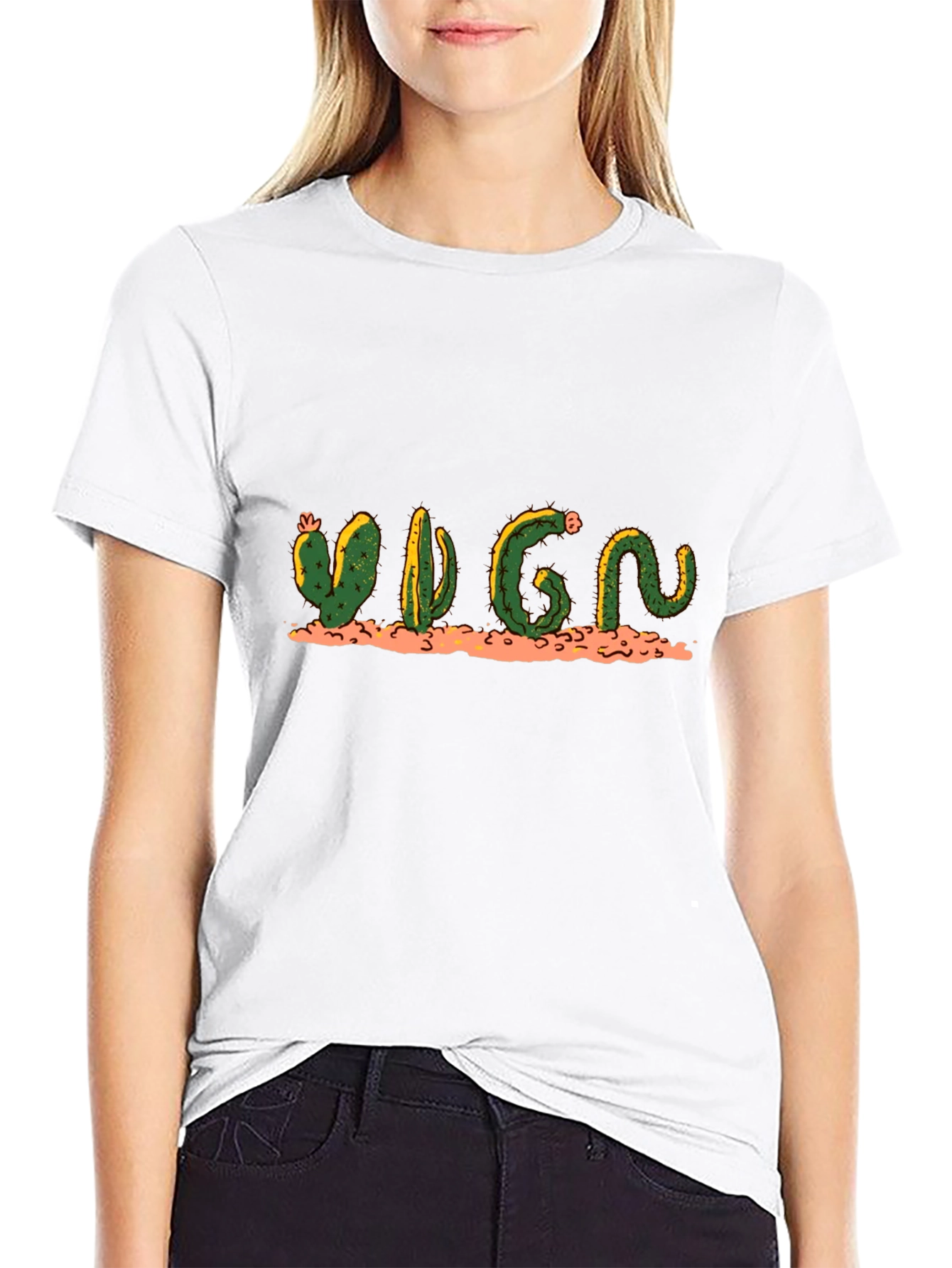 Cactus Word Art Black T-Shirt