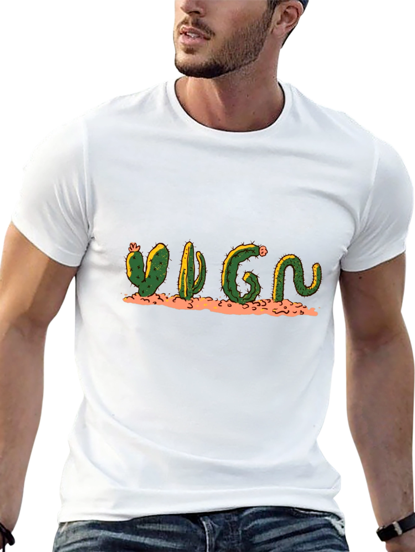 Cactus Word Art Black T-Shirt