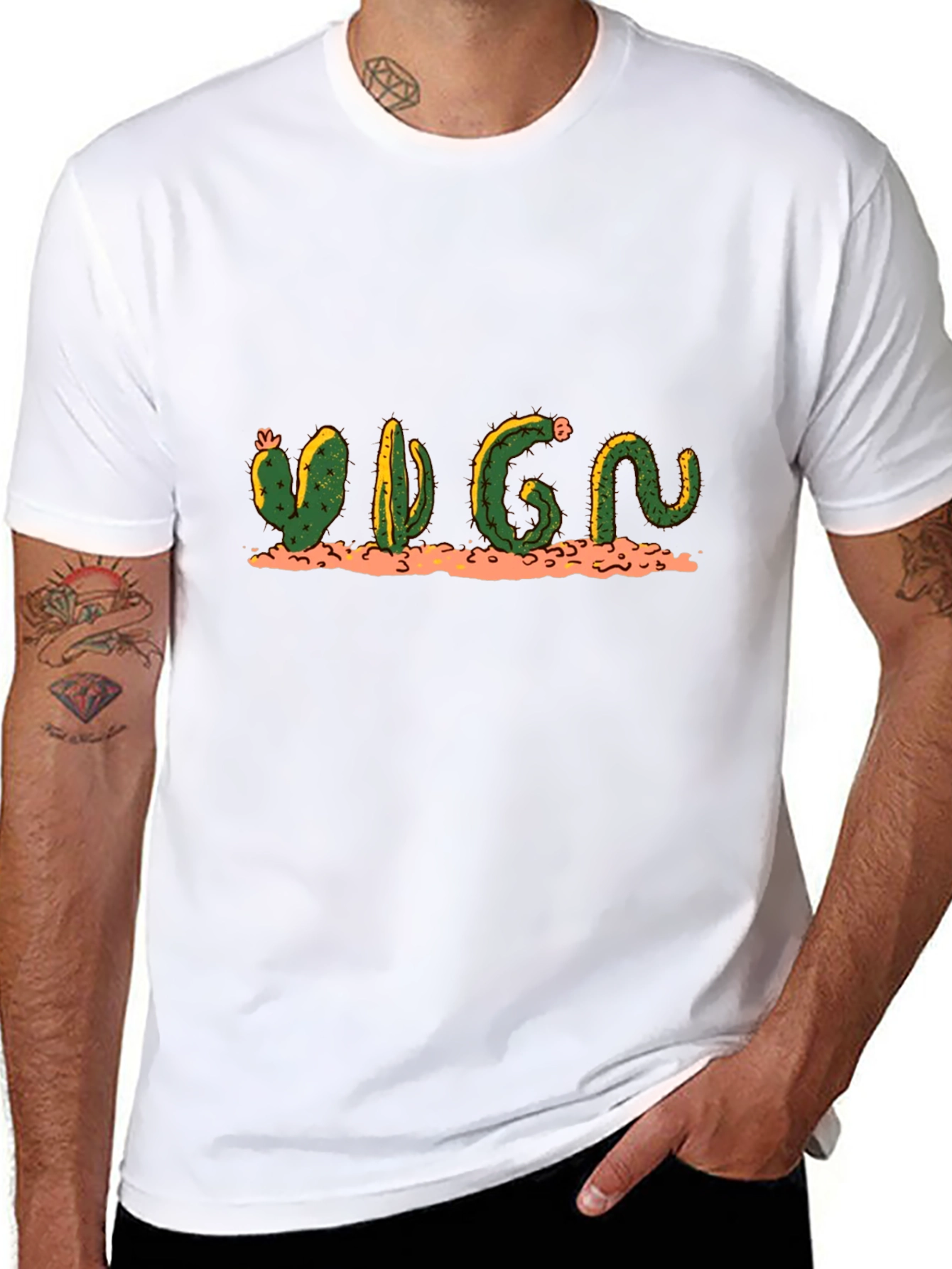 Cactus Word Art Black T-Shirt