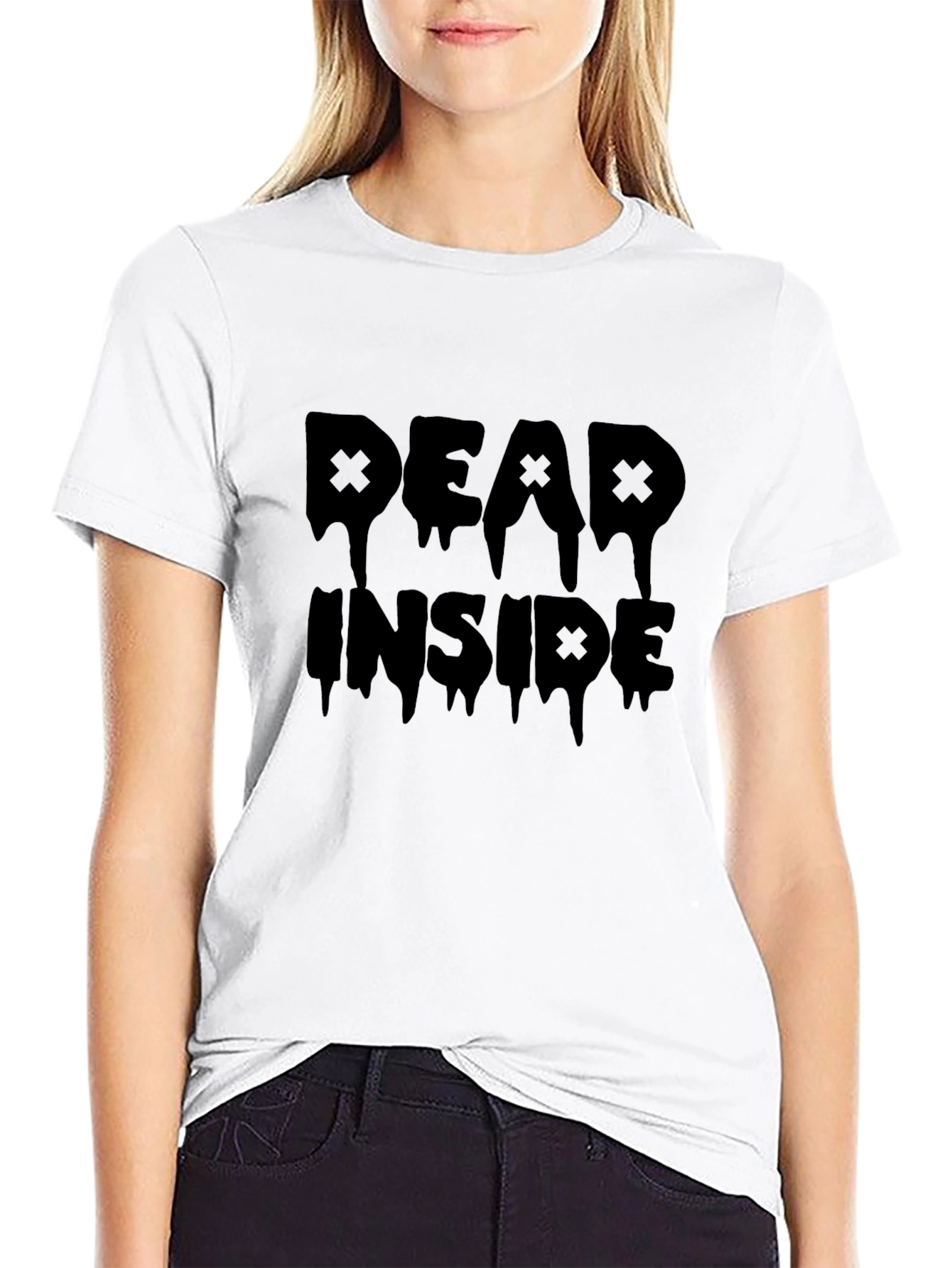 Dead Inside Graphic Tee - Black Cotton Casual T-Shirt