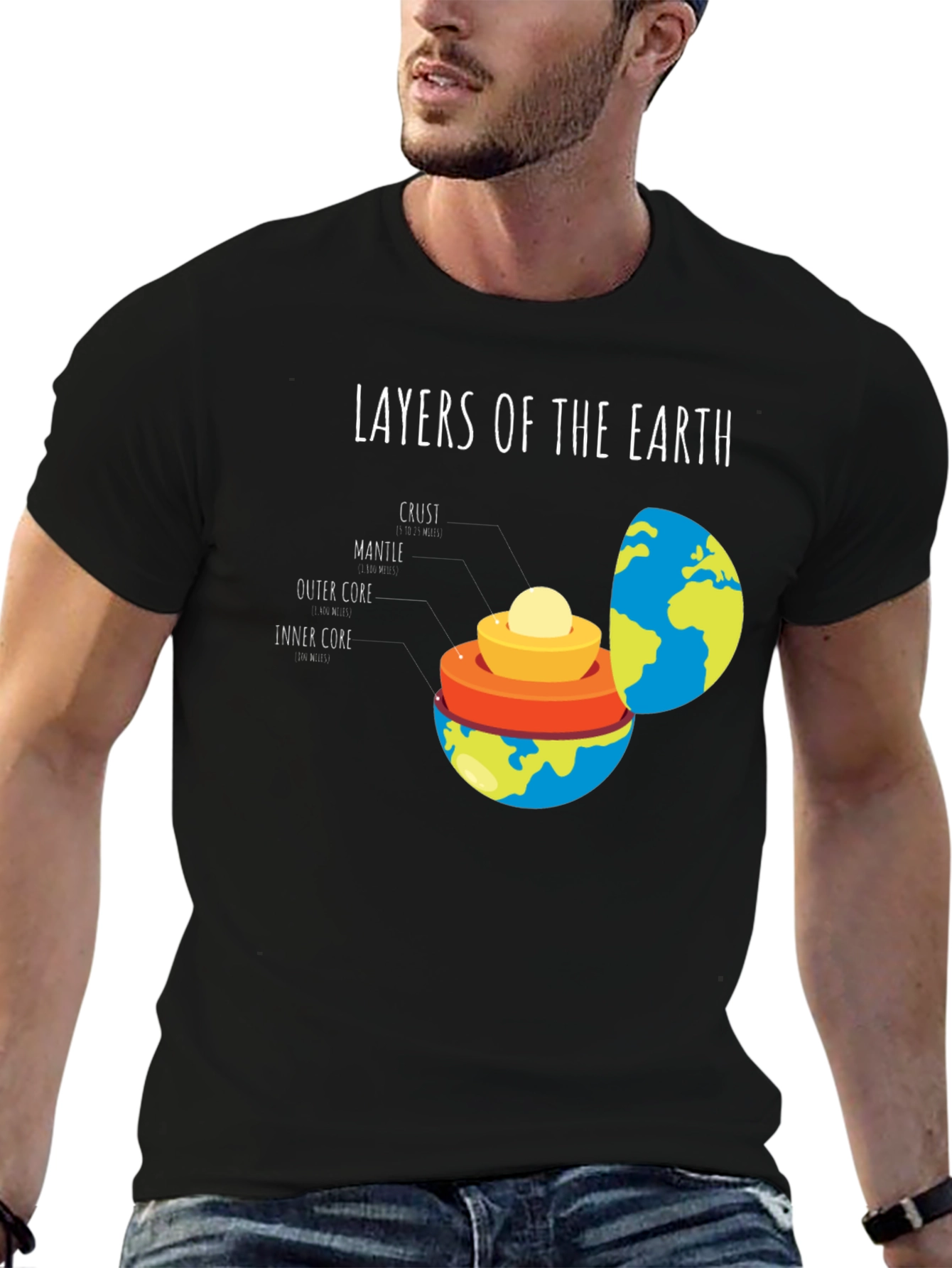 Layers of the Earth Black Graphic T-Shirt