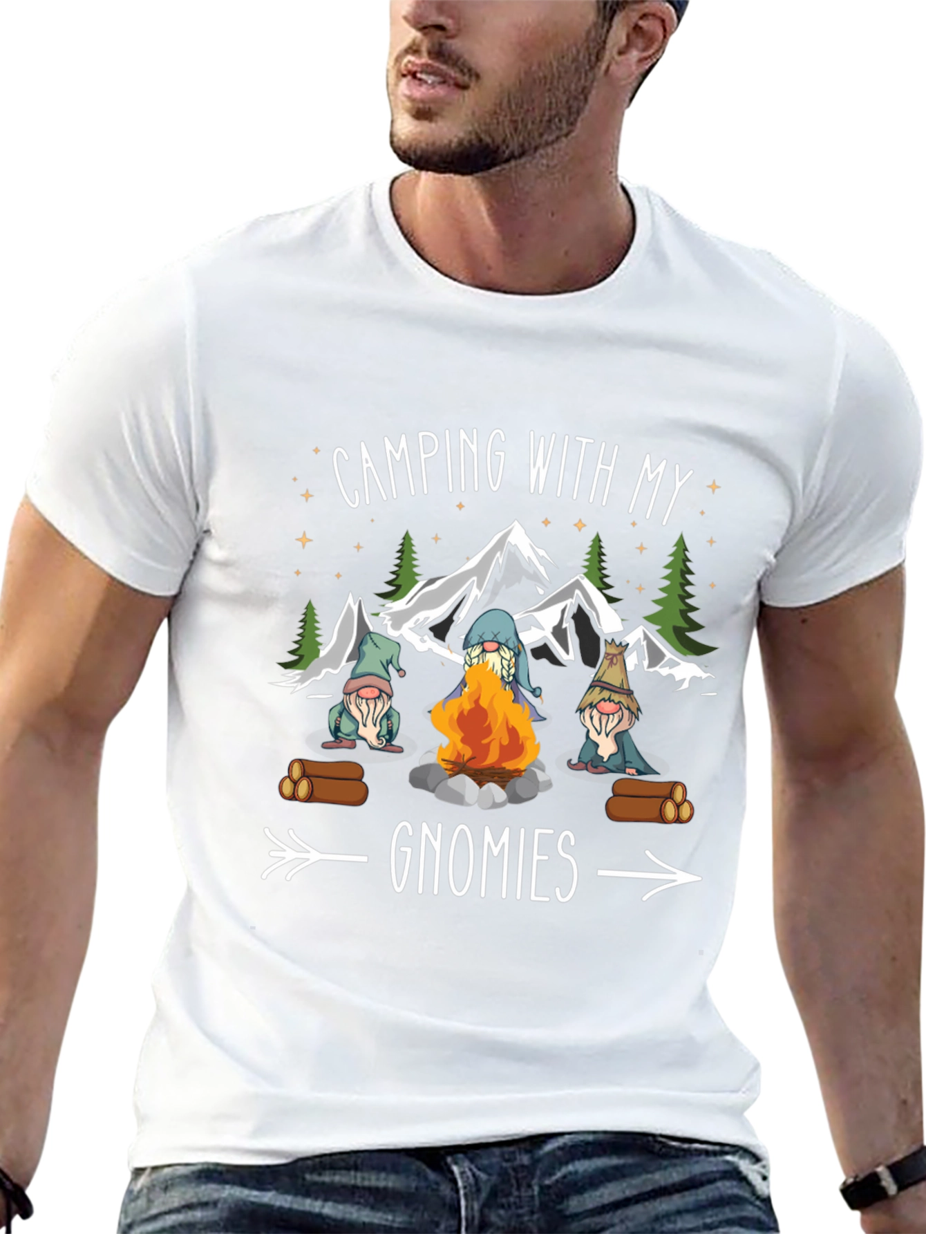Camping with My Gnomies T-Shirt - Black