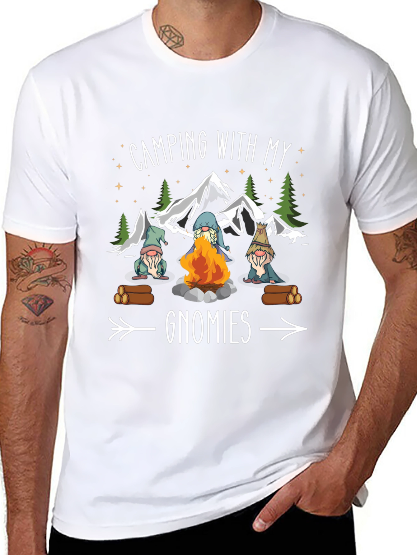 Camping with My Gnomies T-Shirt - Black