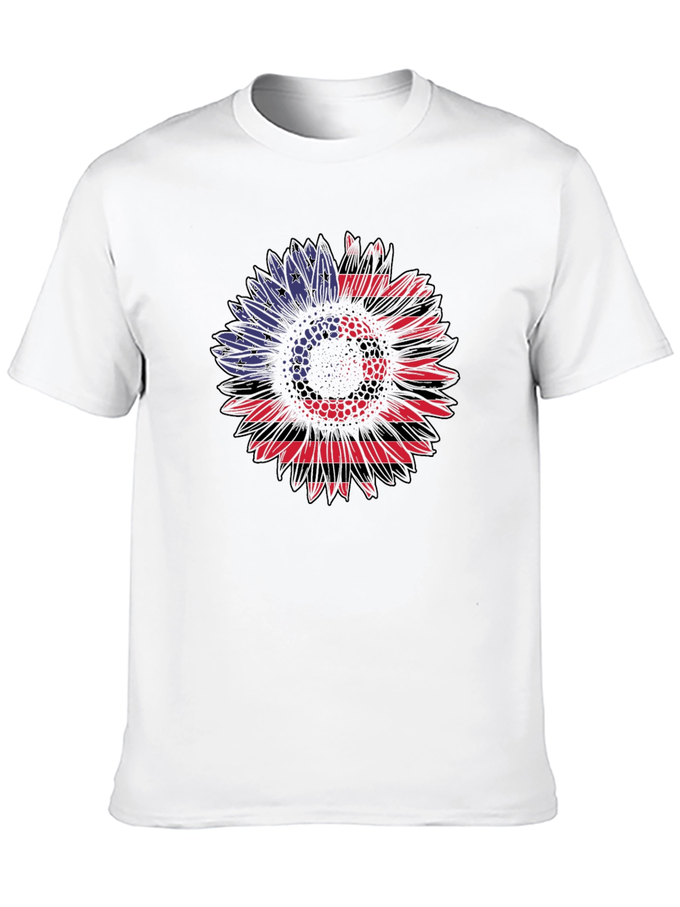 American Flag Sunflower Graphic Tee - Black