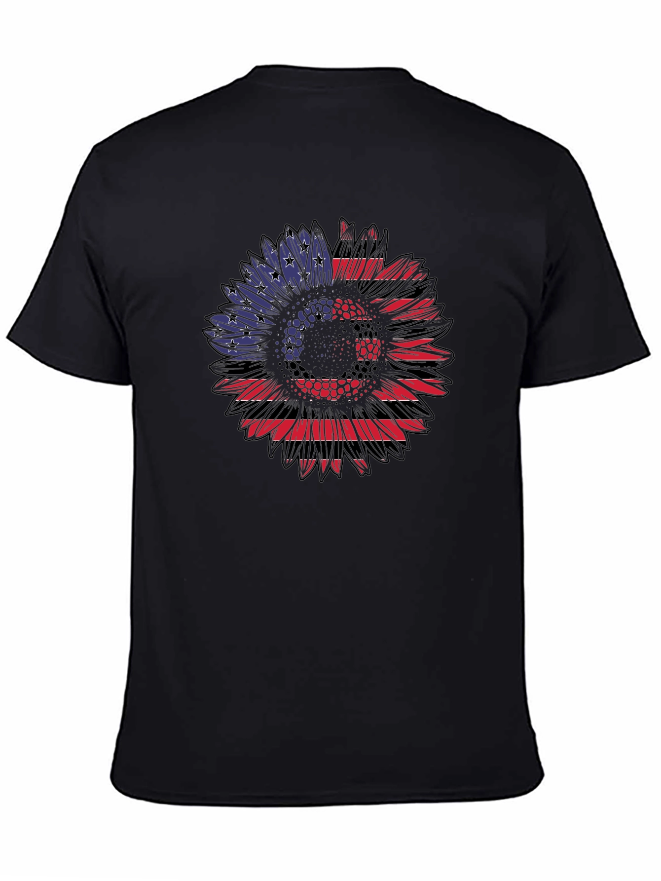 American Flag Sunflower Graphic Tee - Black