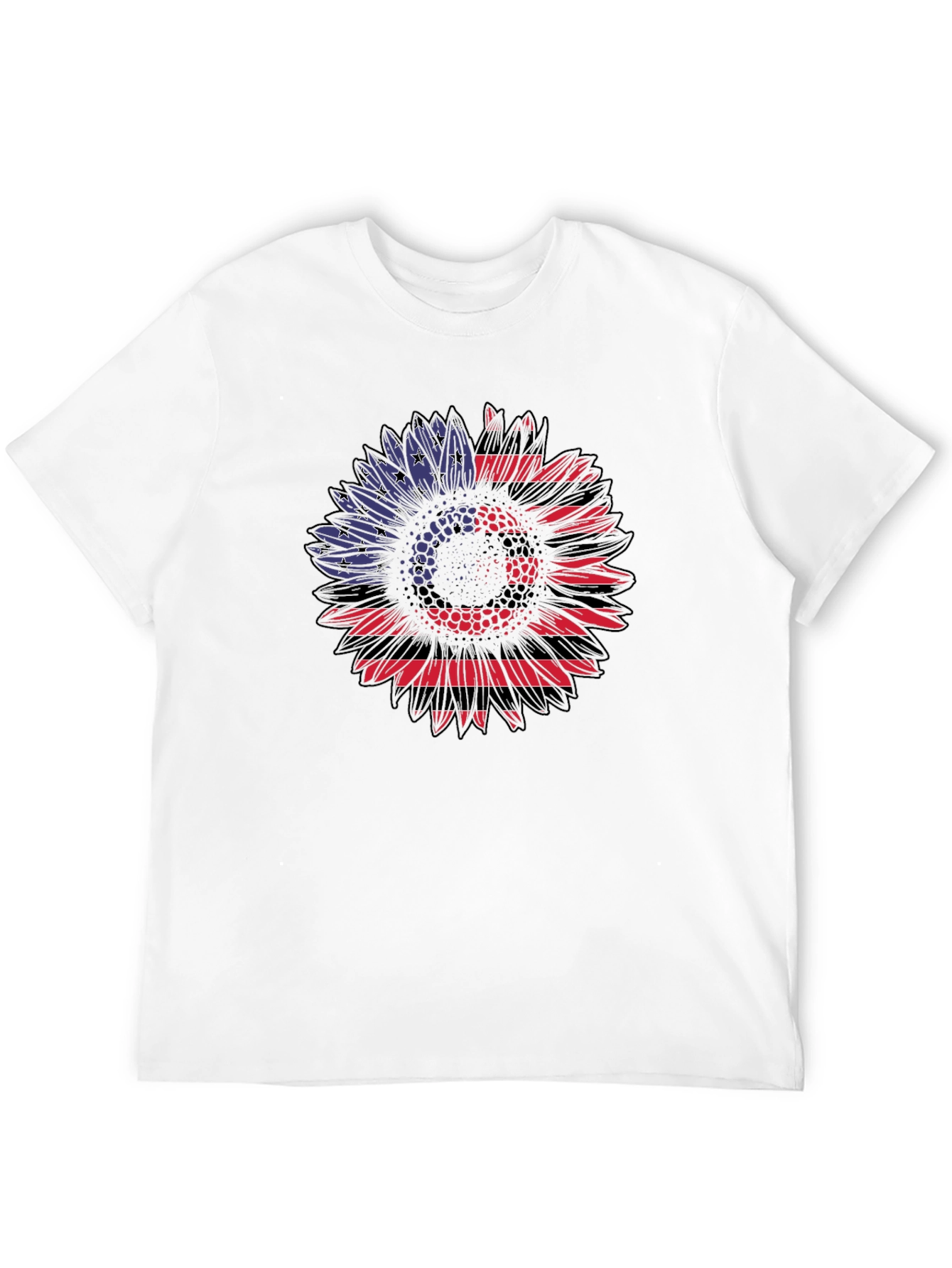 American Flag Sunflower Graphic Tee - Black
