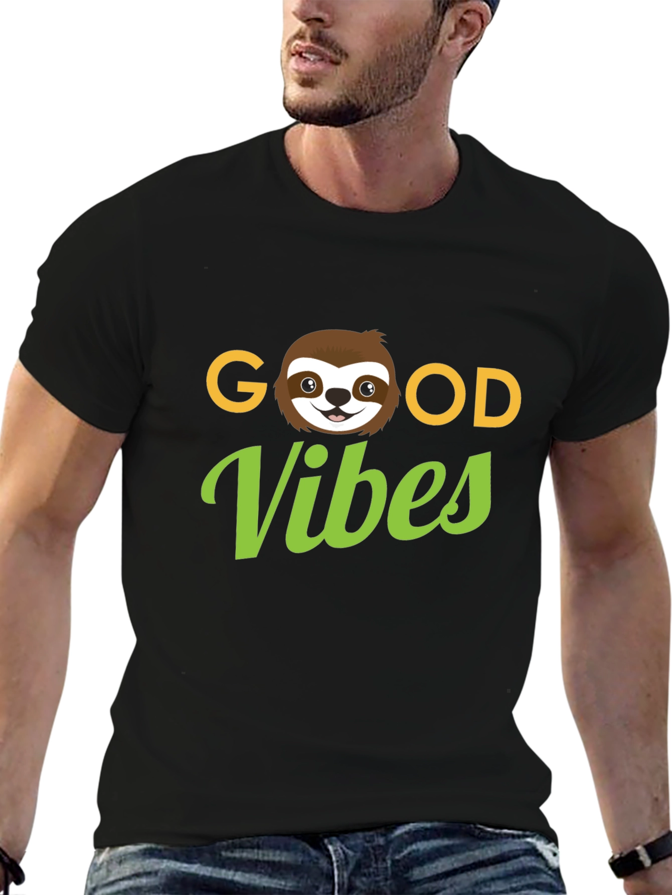 Good Vibes Sloth Graphic Tee - Black