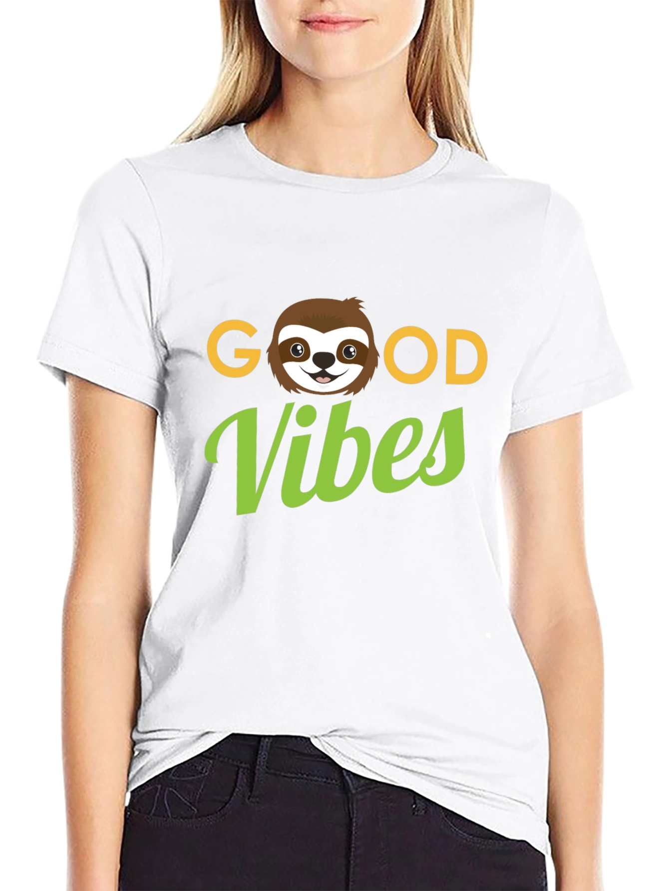 Good Vibes Sloth Graphic Tee - Black