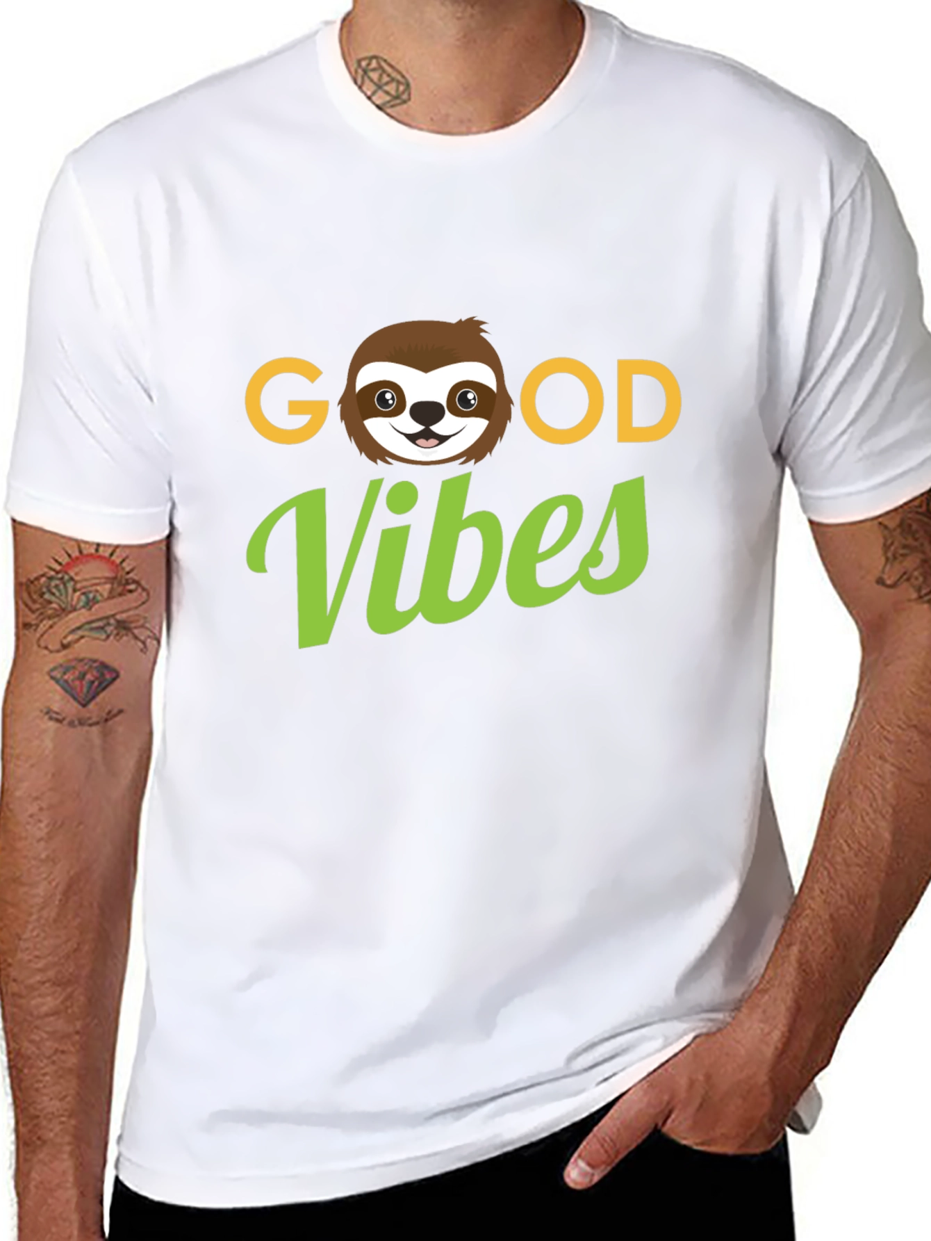 Good Vibes Sloth Graphic Tee - Black