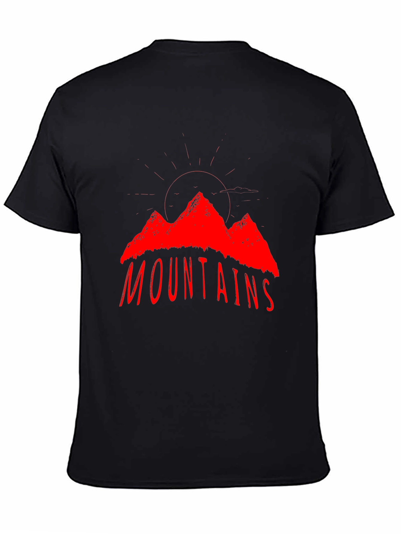 Mountains Graphic T-Shirt - Red Print on Black