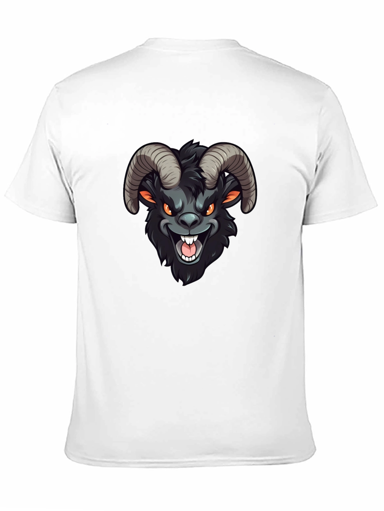 Mens Black T-Shirt with Cartoon Goat Design