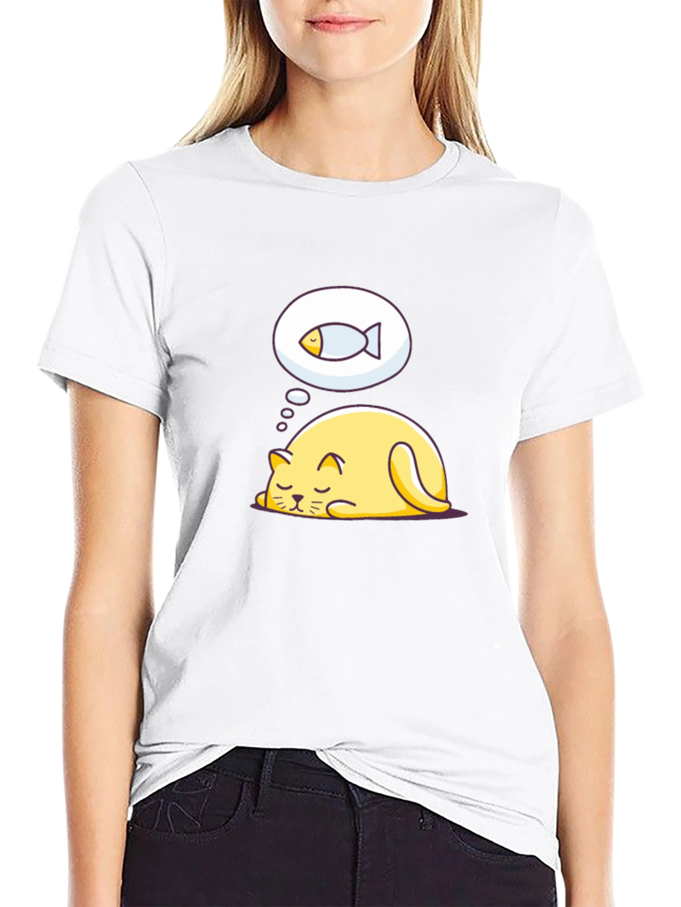 Dreaming Cat T-Shirt - Cute Graphic Tee