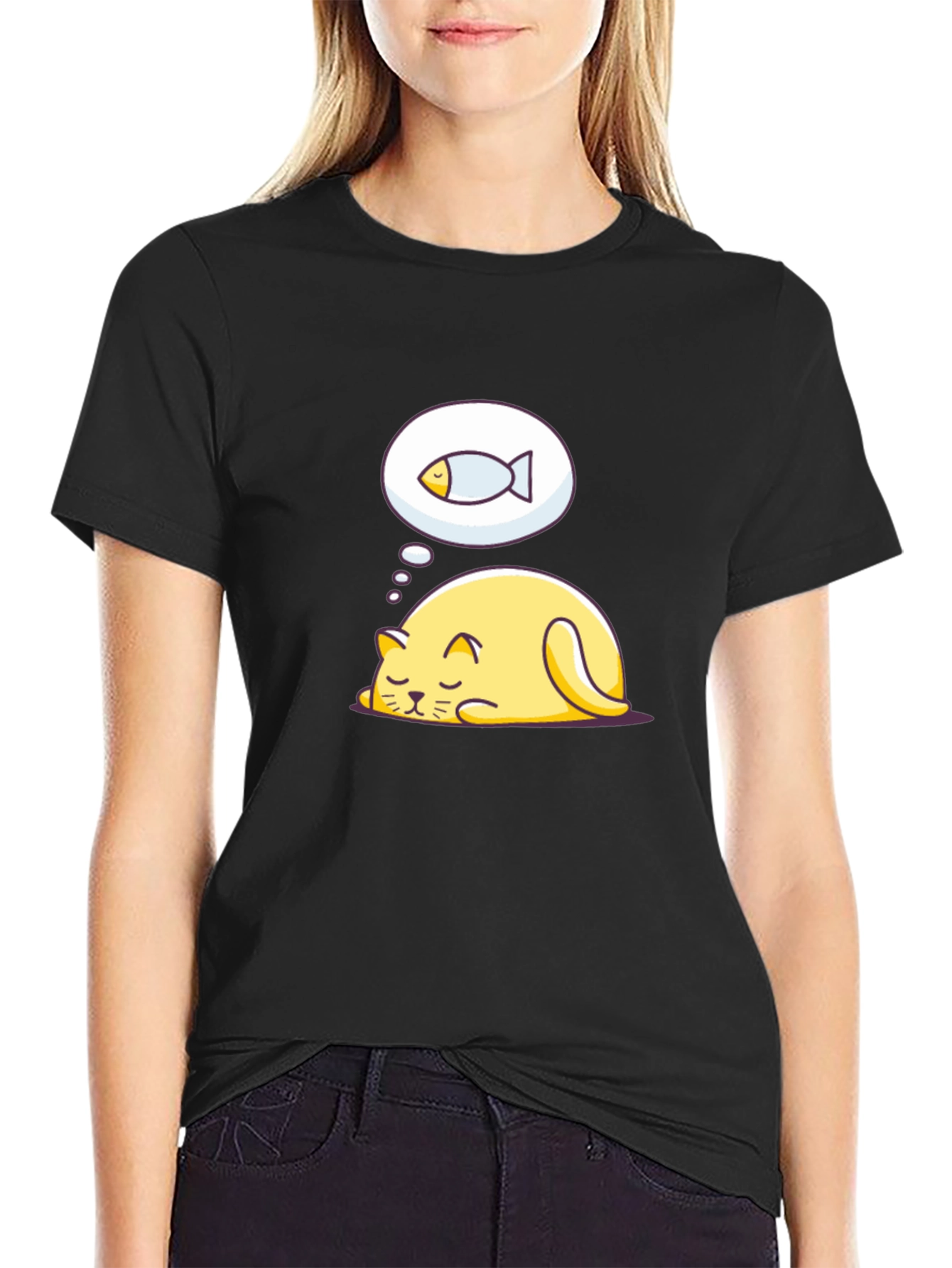Dreaming Cat T-Shirt - Cute Graphic Tee