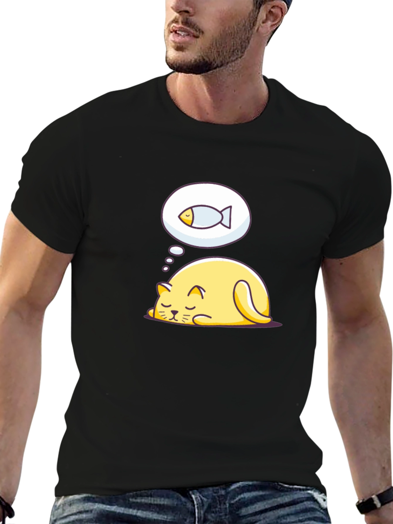 Dreaming Cat T-Shirt - Cute Graphic Tee