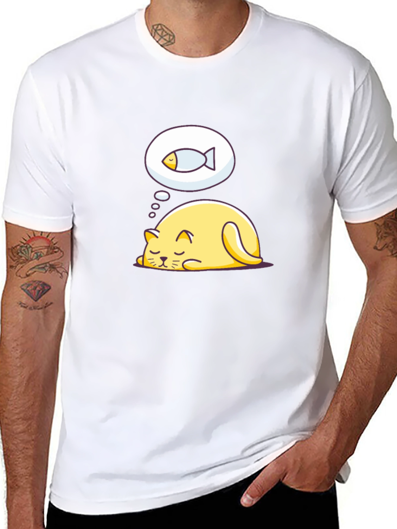 Dreaming Cat T-Shirt - Cute Graphic Tee