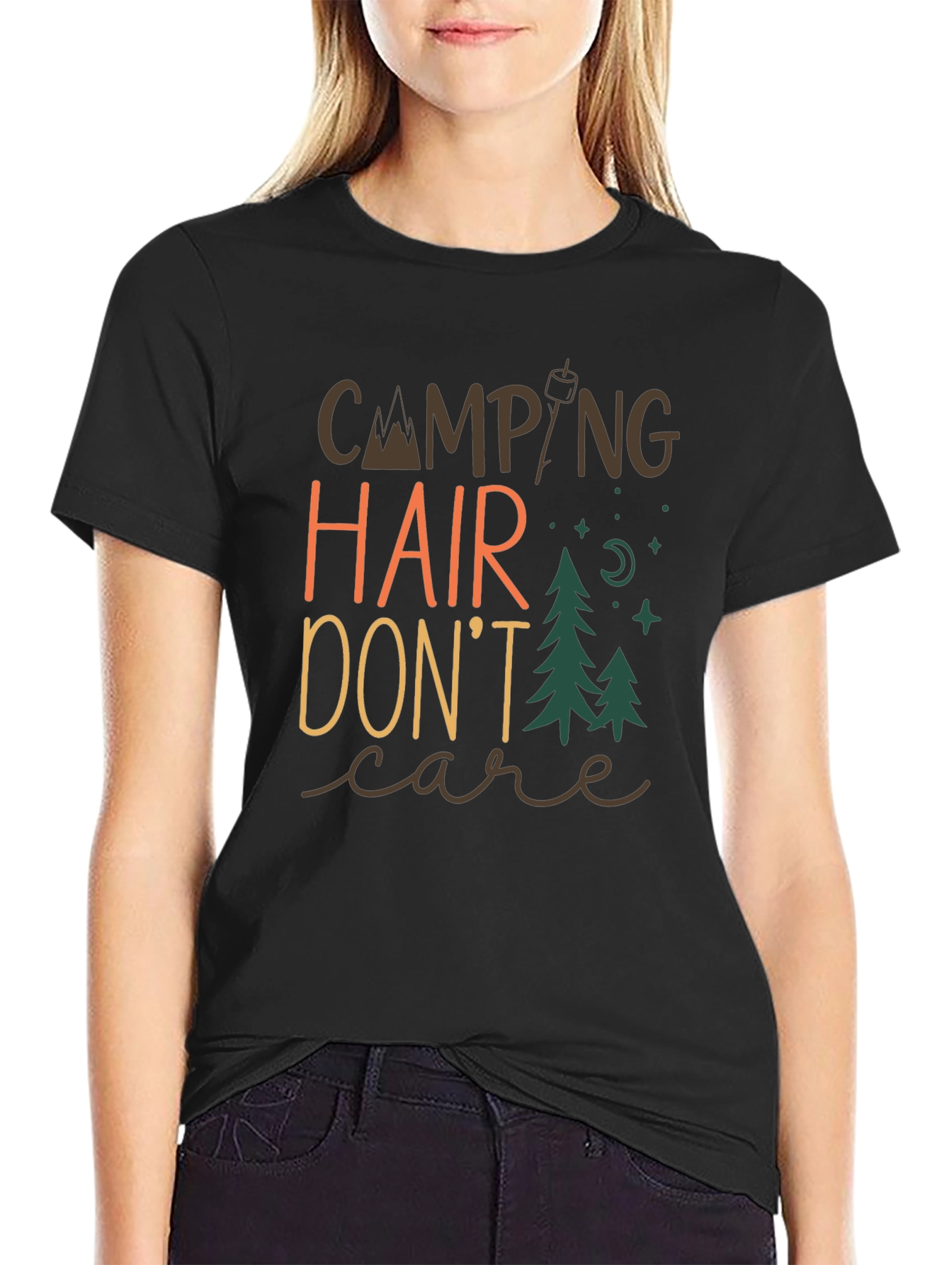 Camping Hair Dont Care Graphic Tee