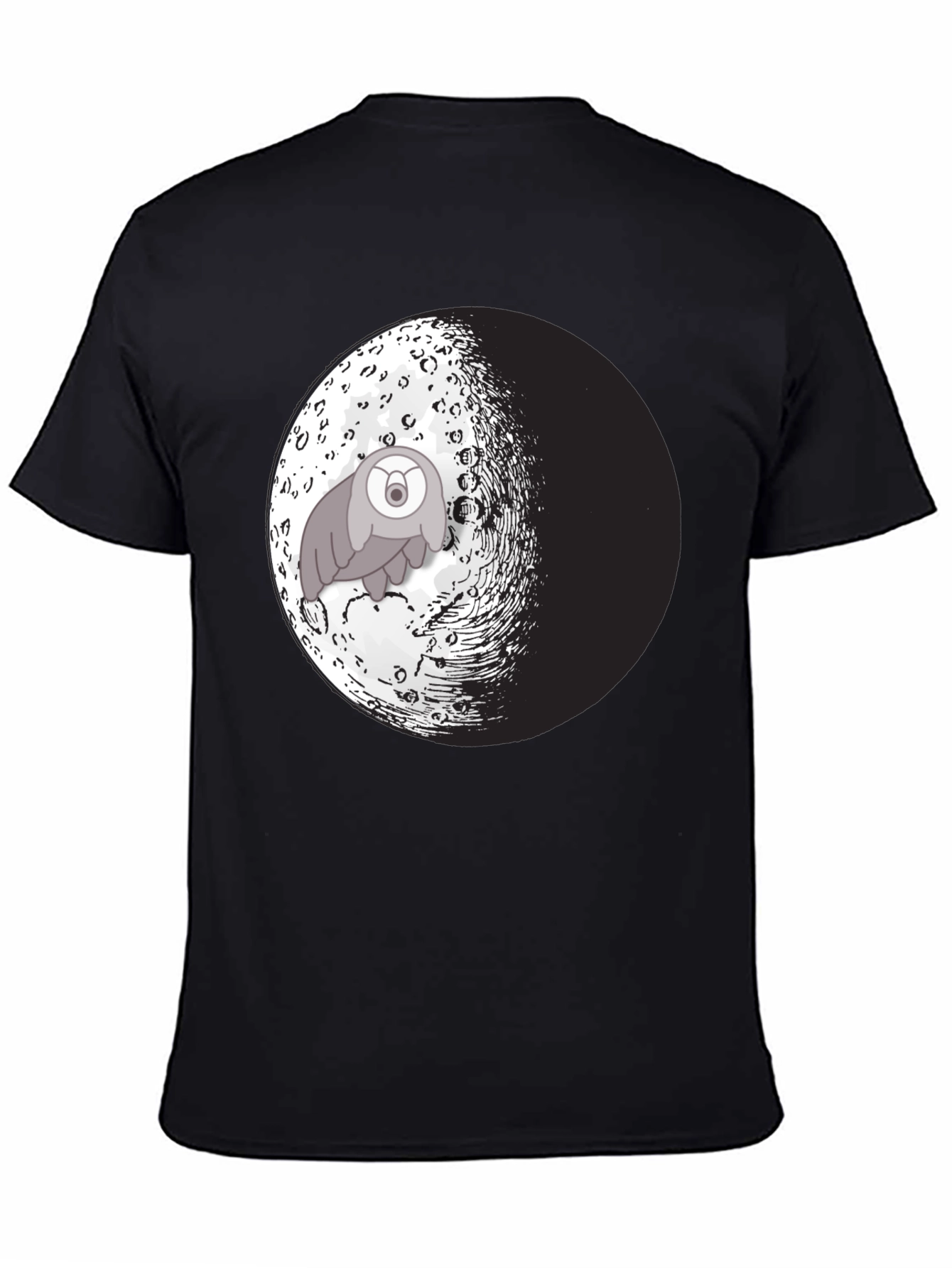 Moon Creature Graphic Tee - Black Cotton Blend