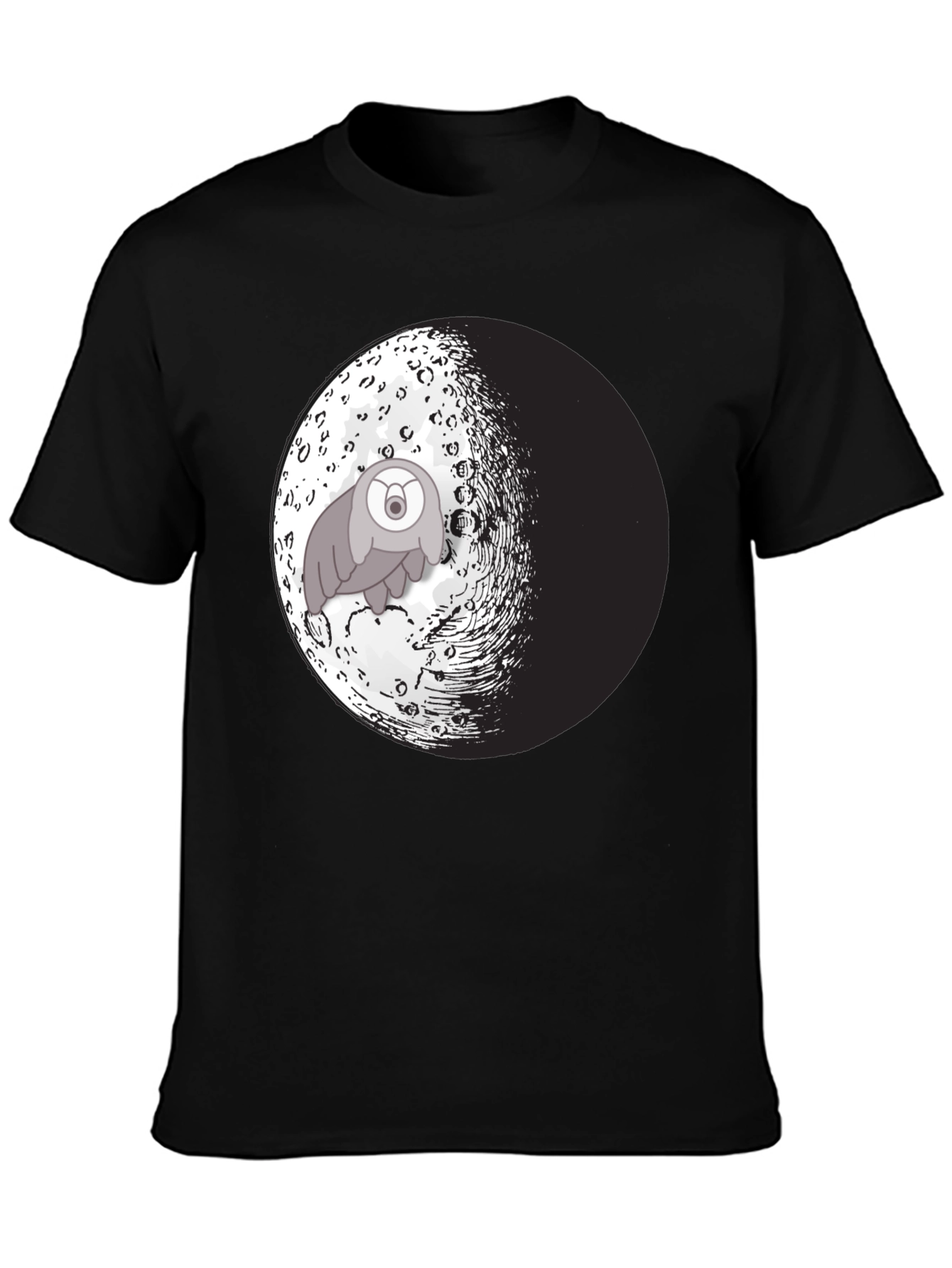 Moon Creature Graphic Tee - Black Cotton Blend