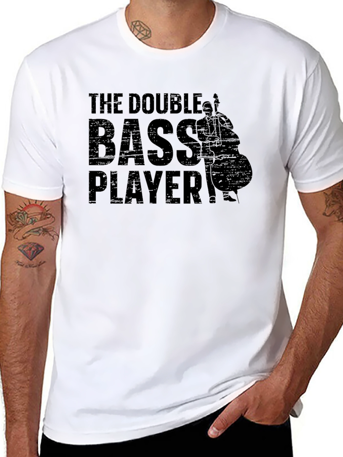 Double Bass Player Graphic Tee - Music Lovers T-Shirt