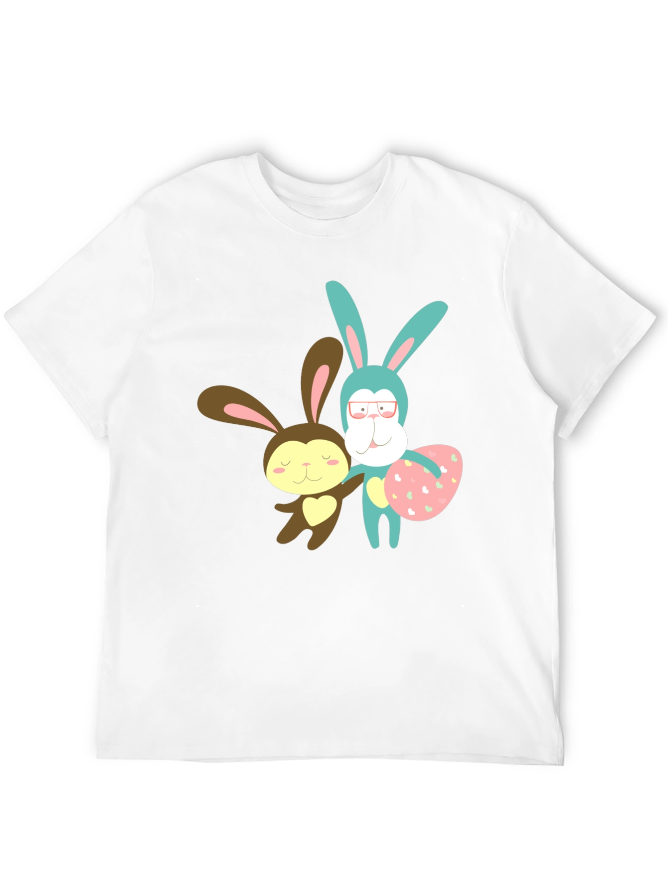 Cute Cartoon Bunny Black T-Shirt