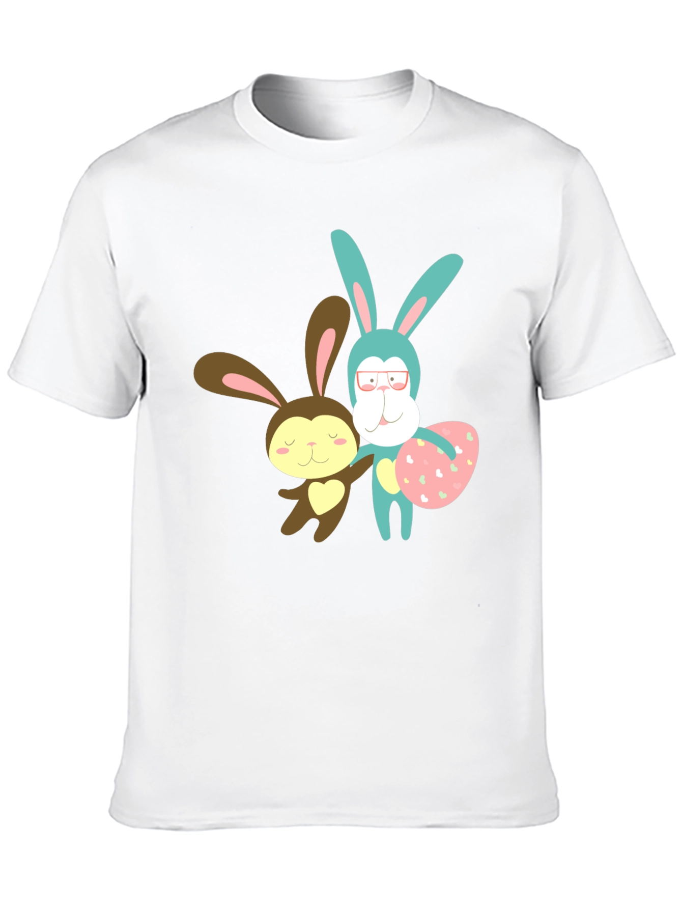 Cute Cartoon Bunny Black T-Shirt